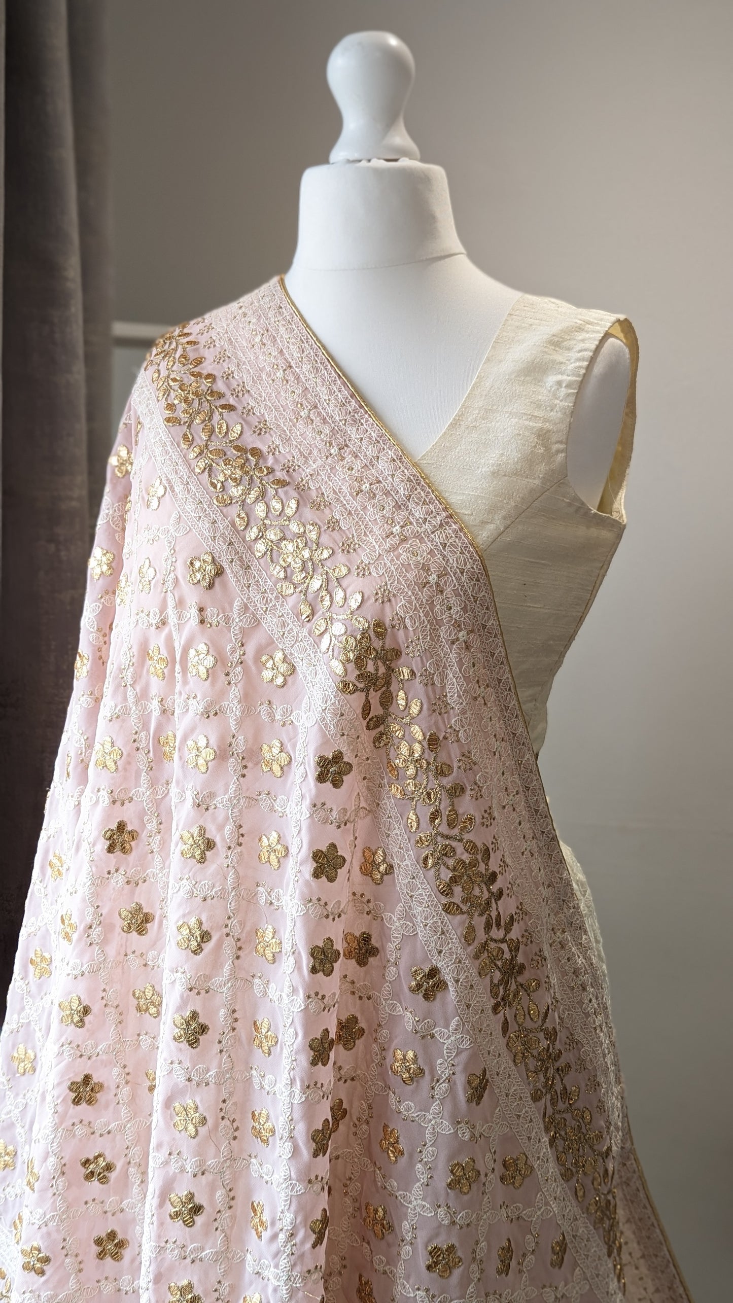 Chikankari Gota Pati Dupatta (Shawl) - Pink