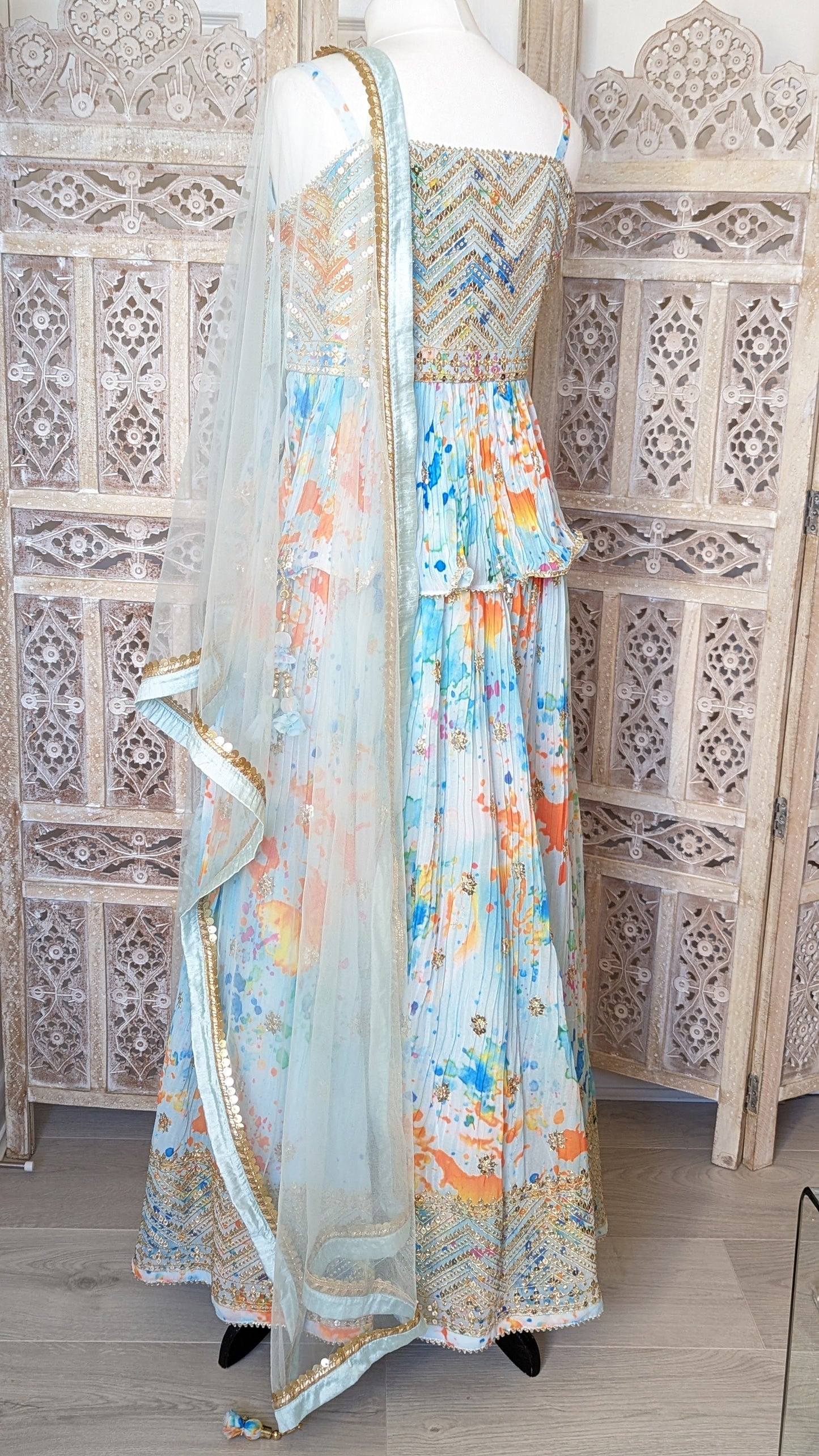 Splash Tie Dye Print Peplum Lehenga (10-12)