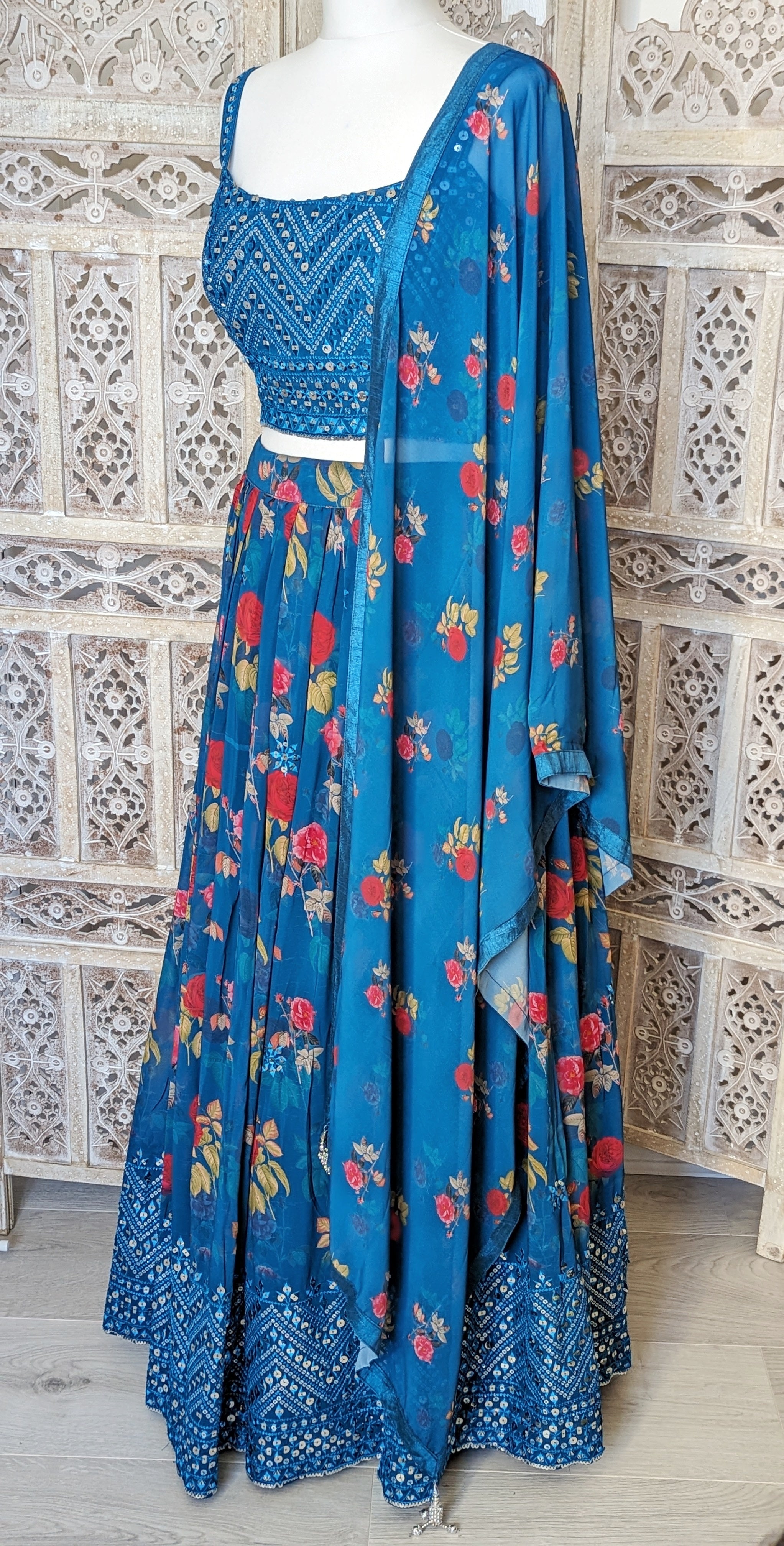 Blue Floral Lehenga (12-14)