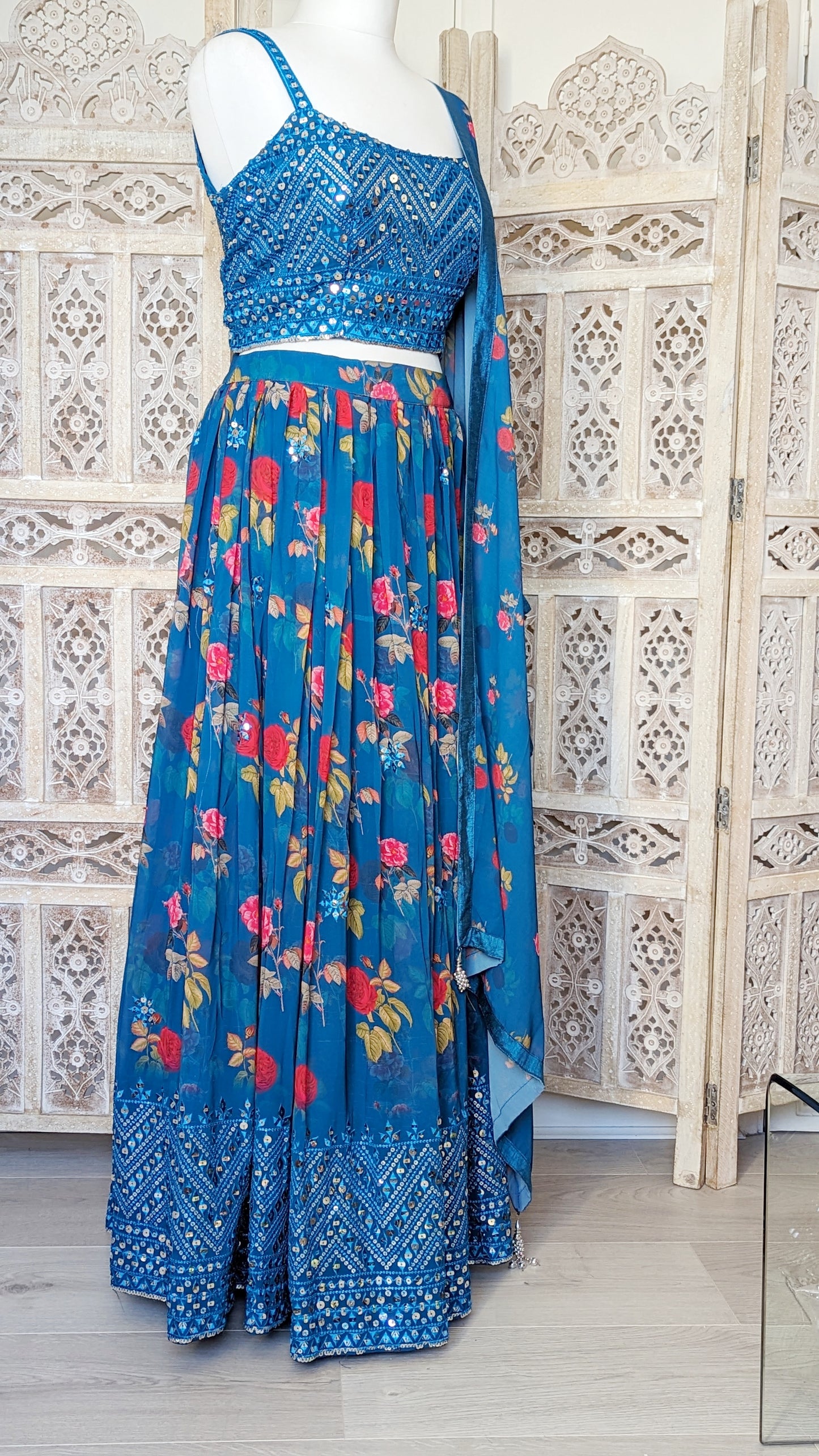 Blue Floral Lehenga (12-14)