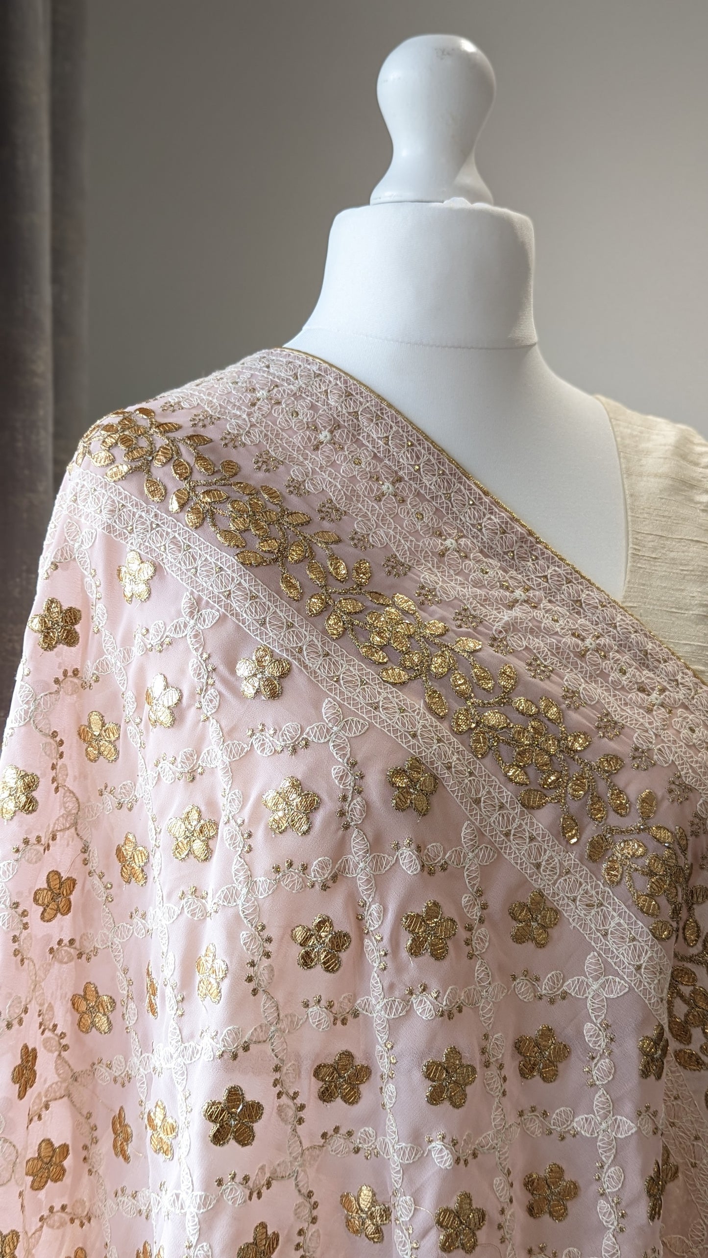 Chikankari Gota Pati Dupatta (Shawl) - Pink