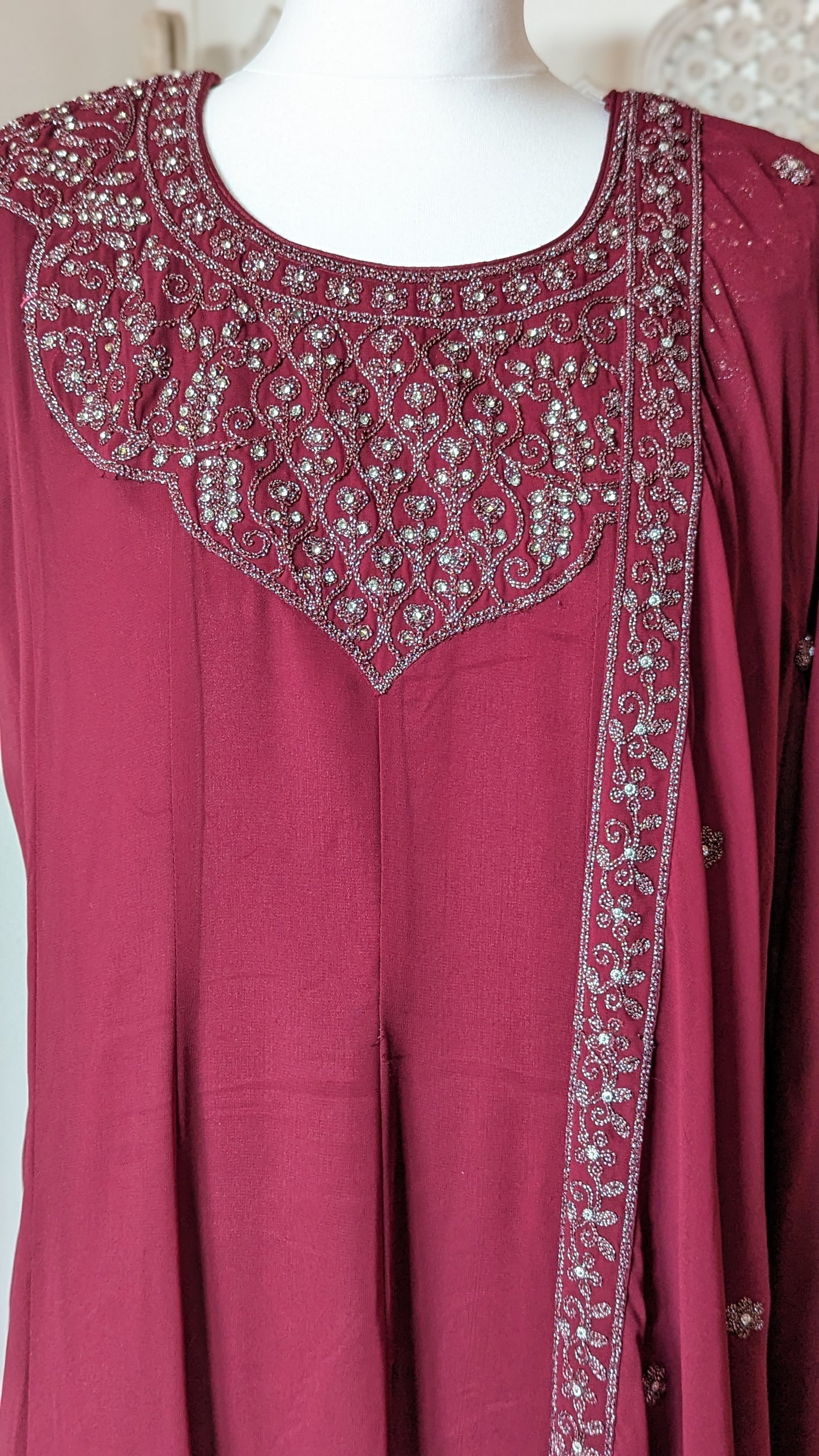 Burgundy & Silver Gown (14-16)