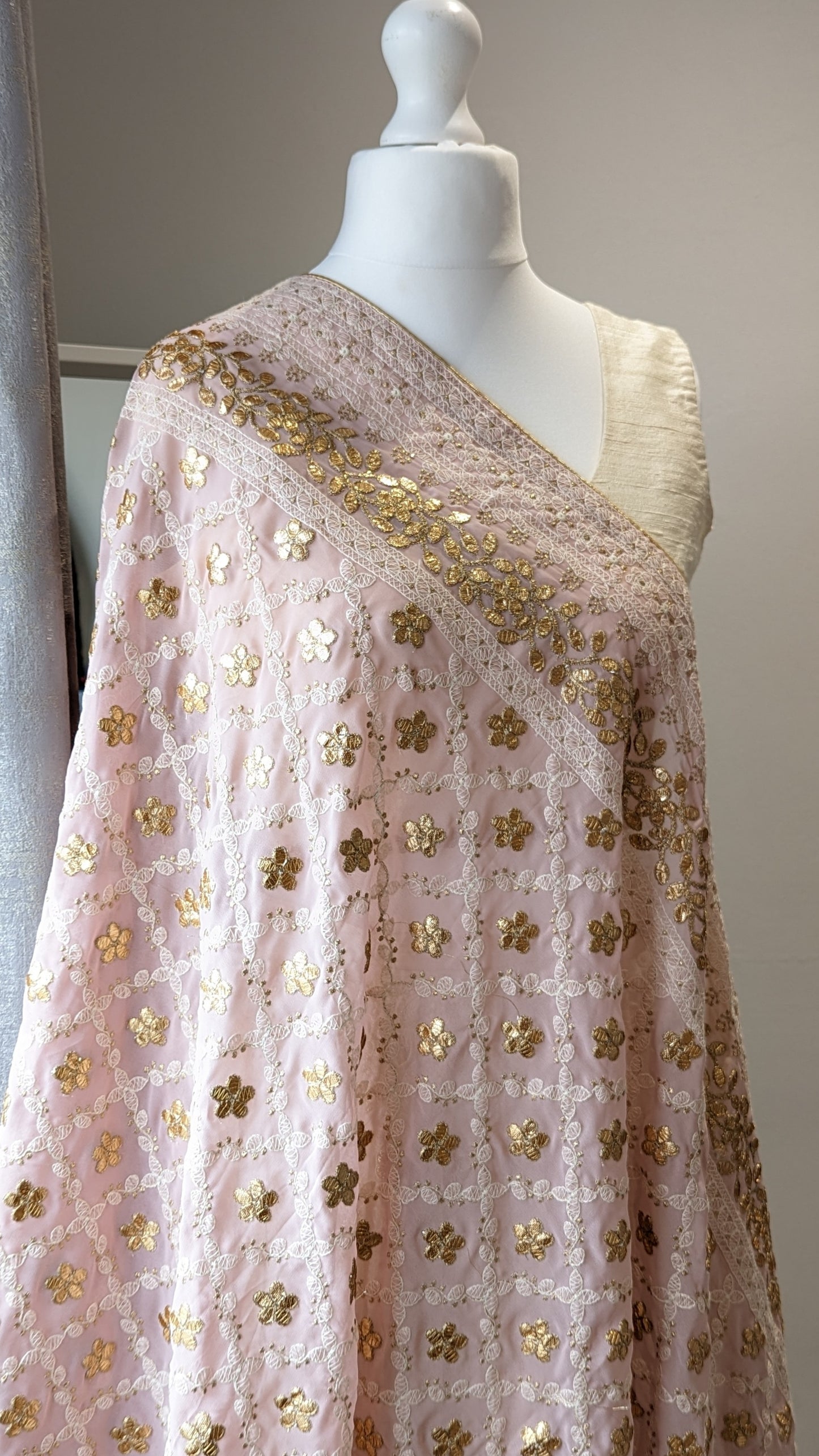 Chikankari Gota Pati Dupatta (Shawl) - Pink