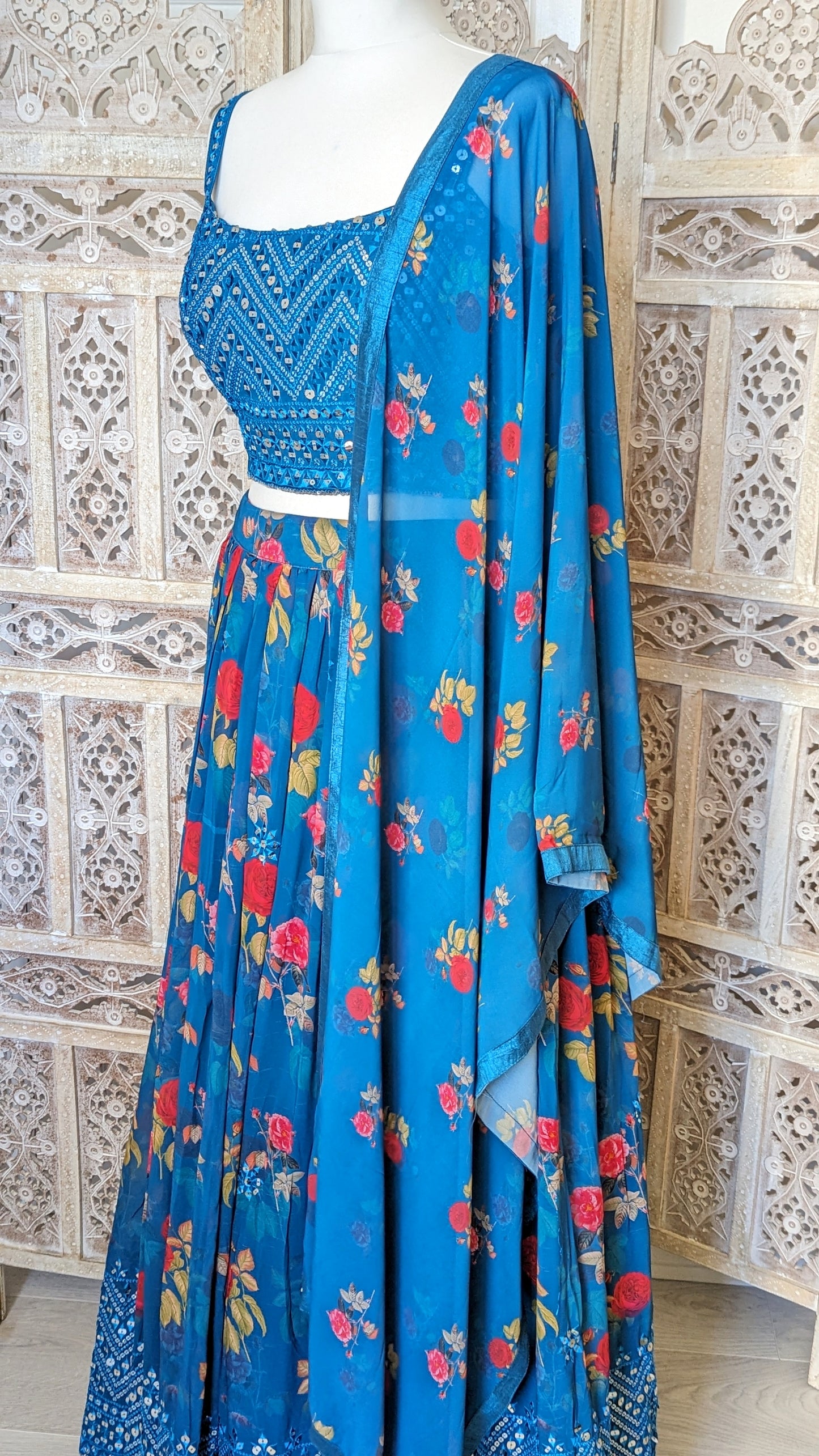 Blue Floral Lehenga (12-14)