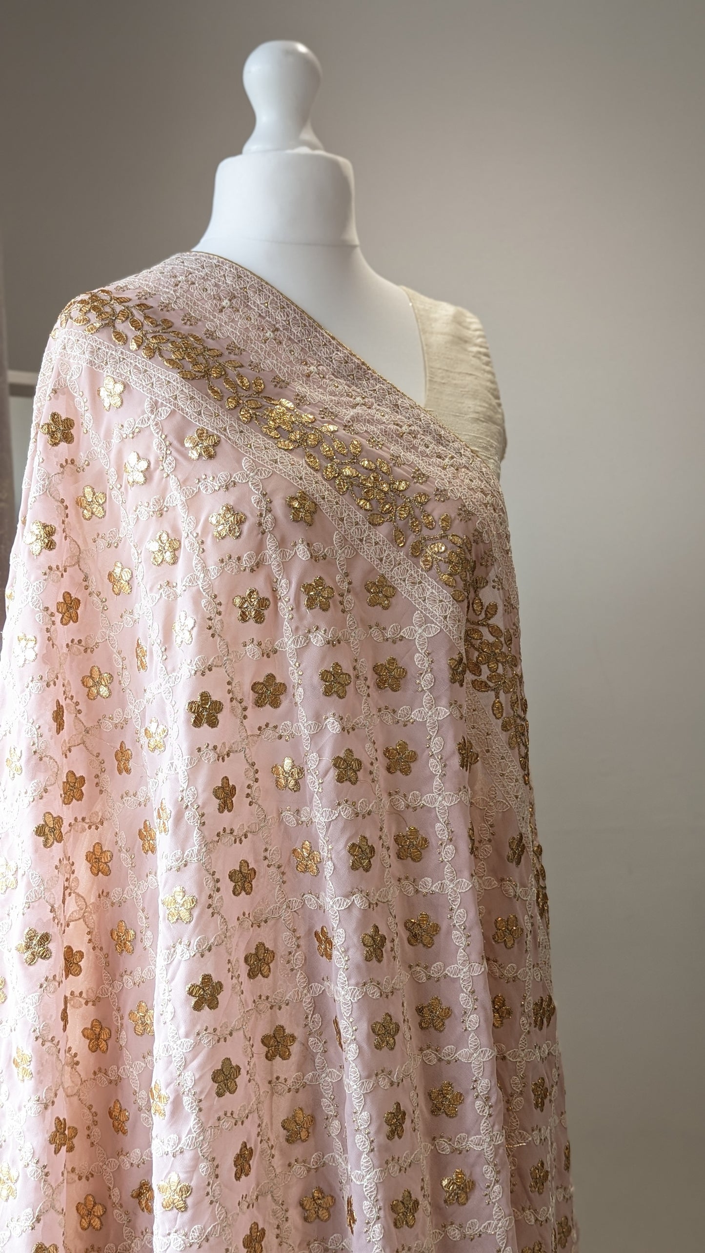 Chikankari Gota Pati Dupatta (Shawl) - Pink