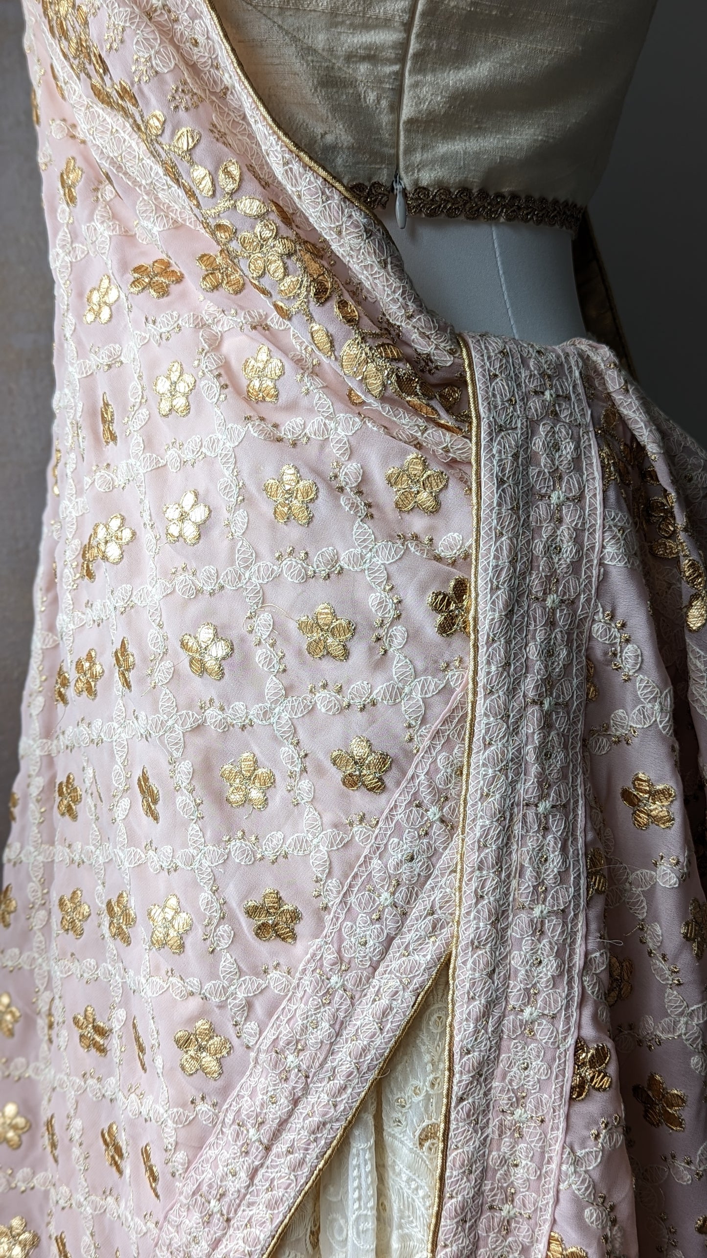 Chikankari Gota Pati Dupatta (Shawl) - Pink