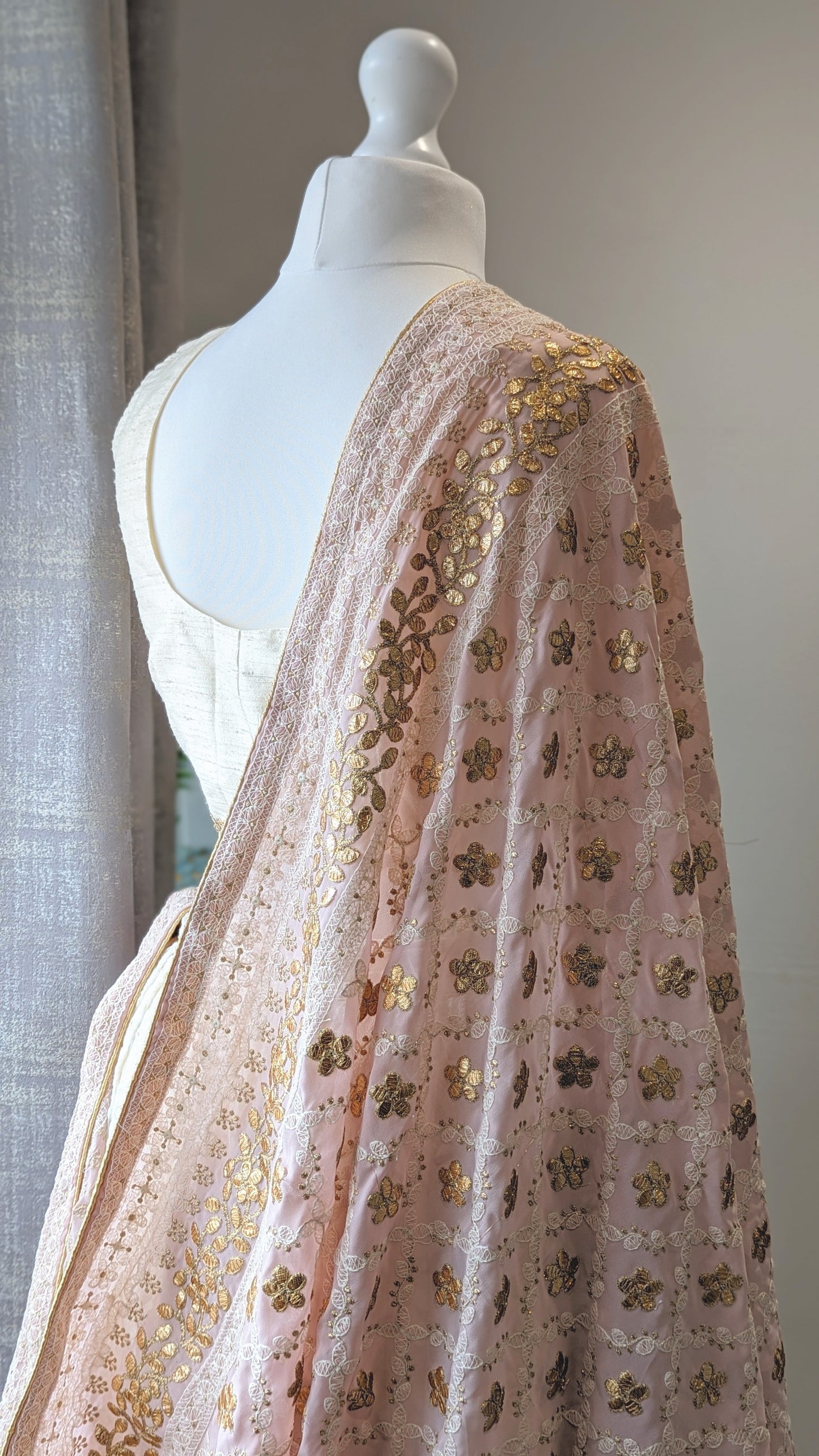 Chikankari Gota Pati Dupatta (Shawl) - Pink