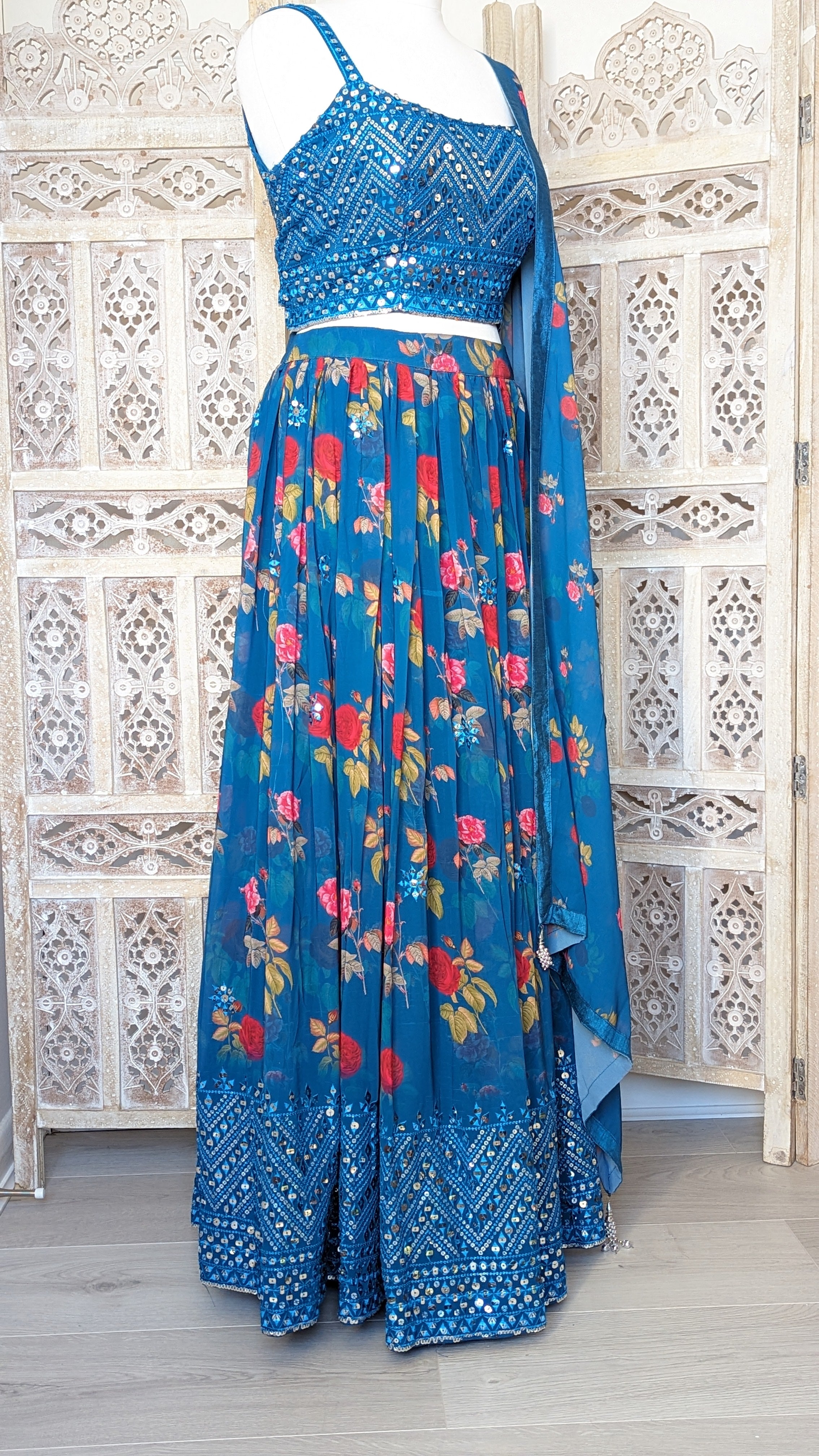 Blue Floral Lehenga (12-14)