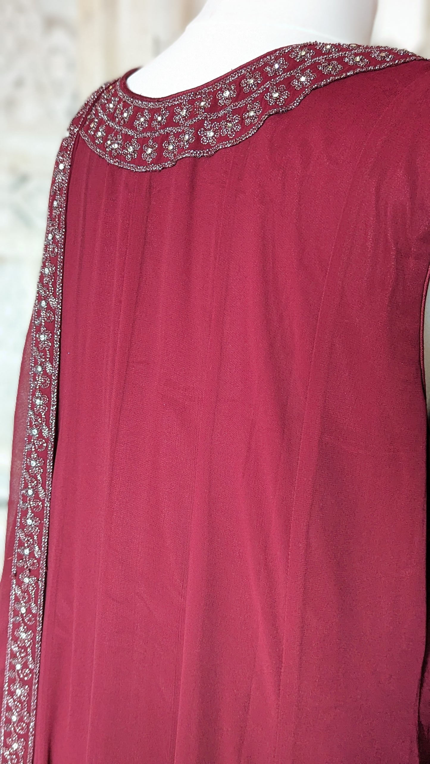 Burgundy & Silver Gown (14-16)