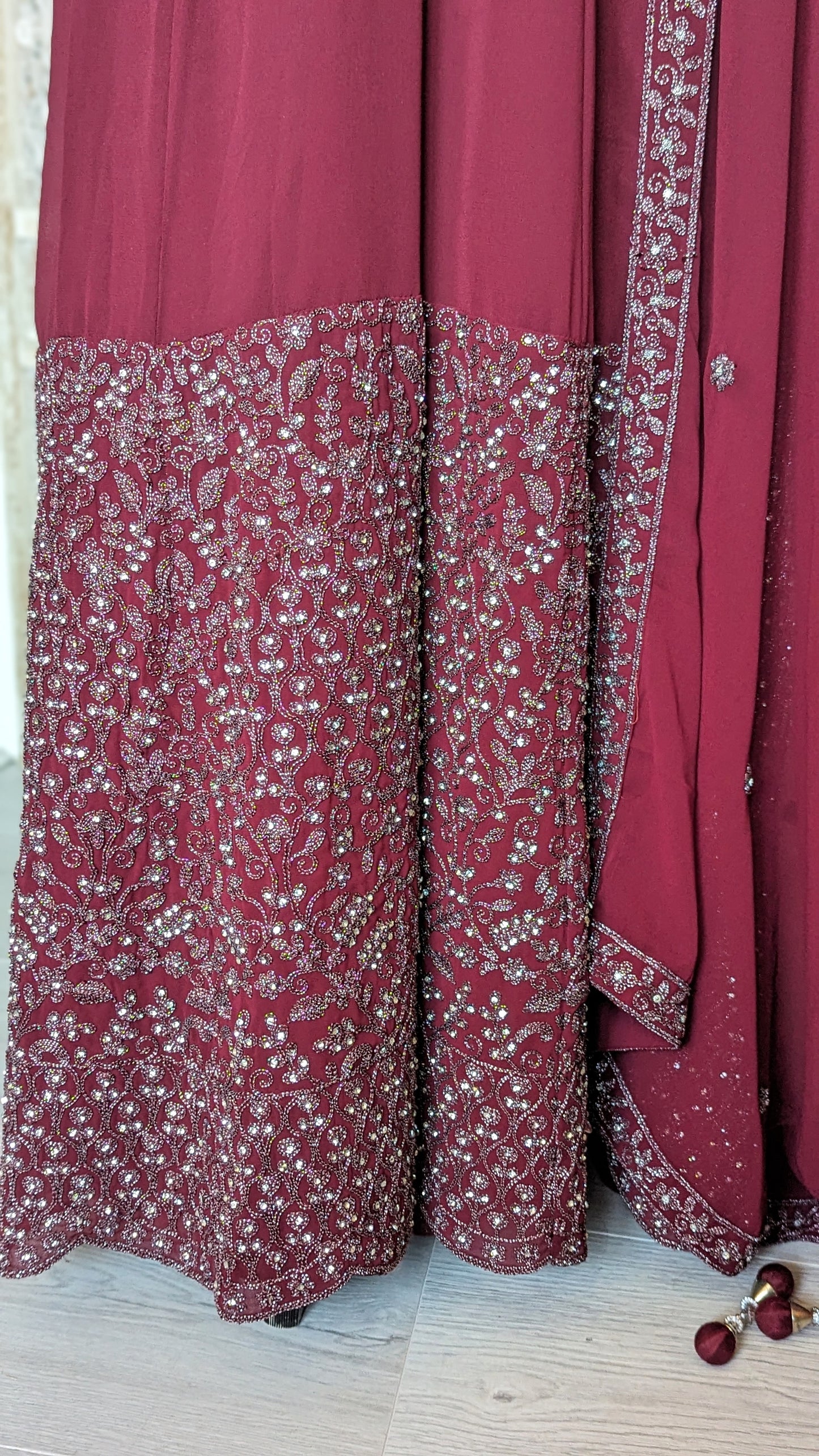 Burgundy & Silver Gown (14-16)