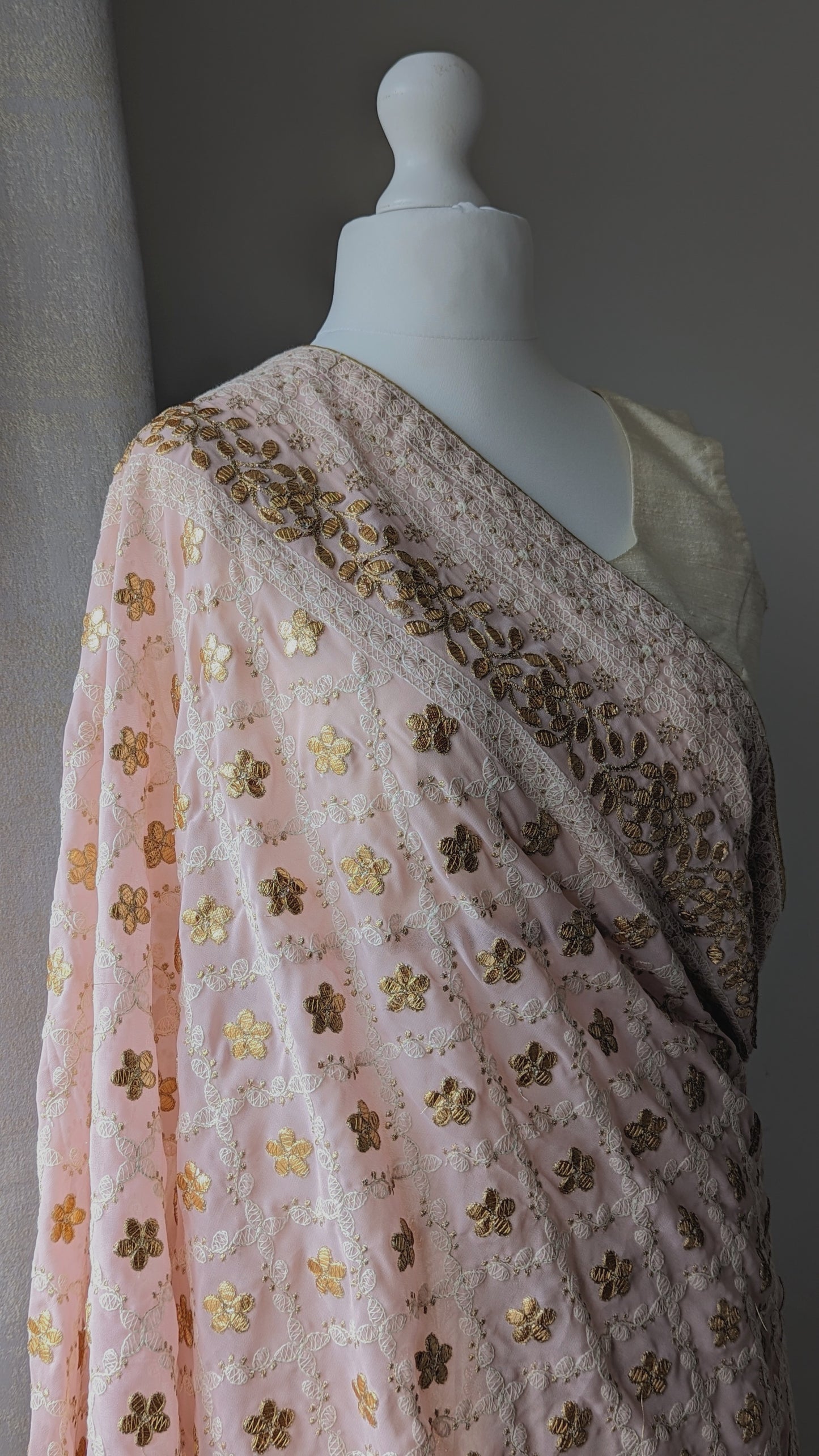 Chikankari Gota Pati Dupatta (Shawl) - Pink