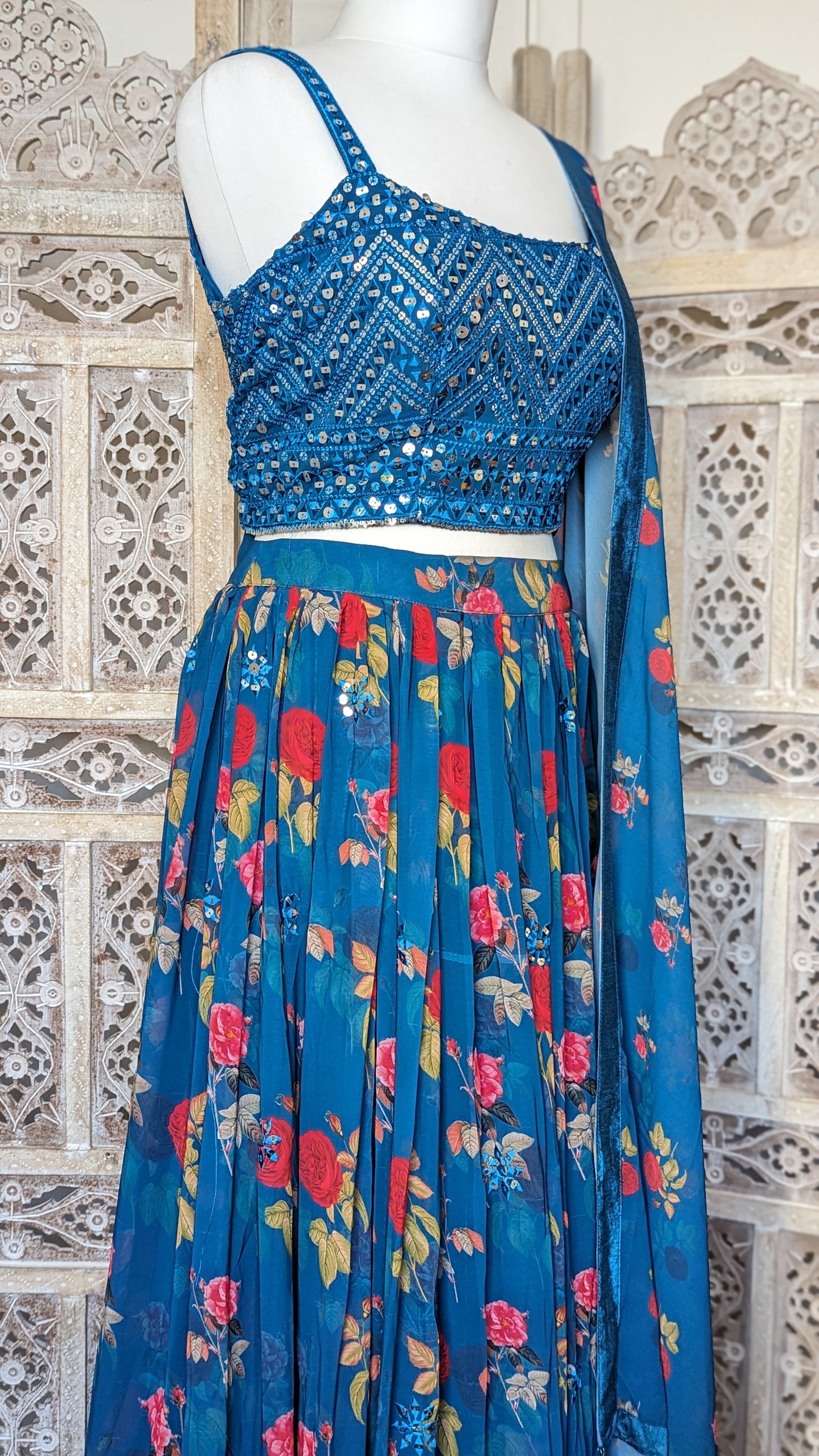 Blue Floral Lehenga (12-14)