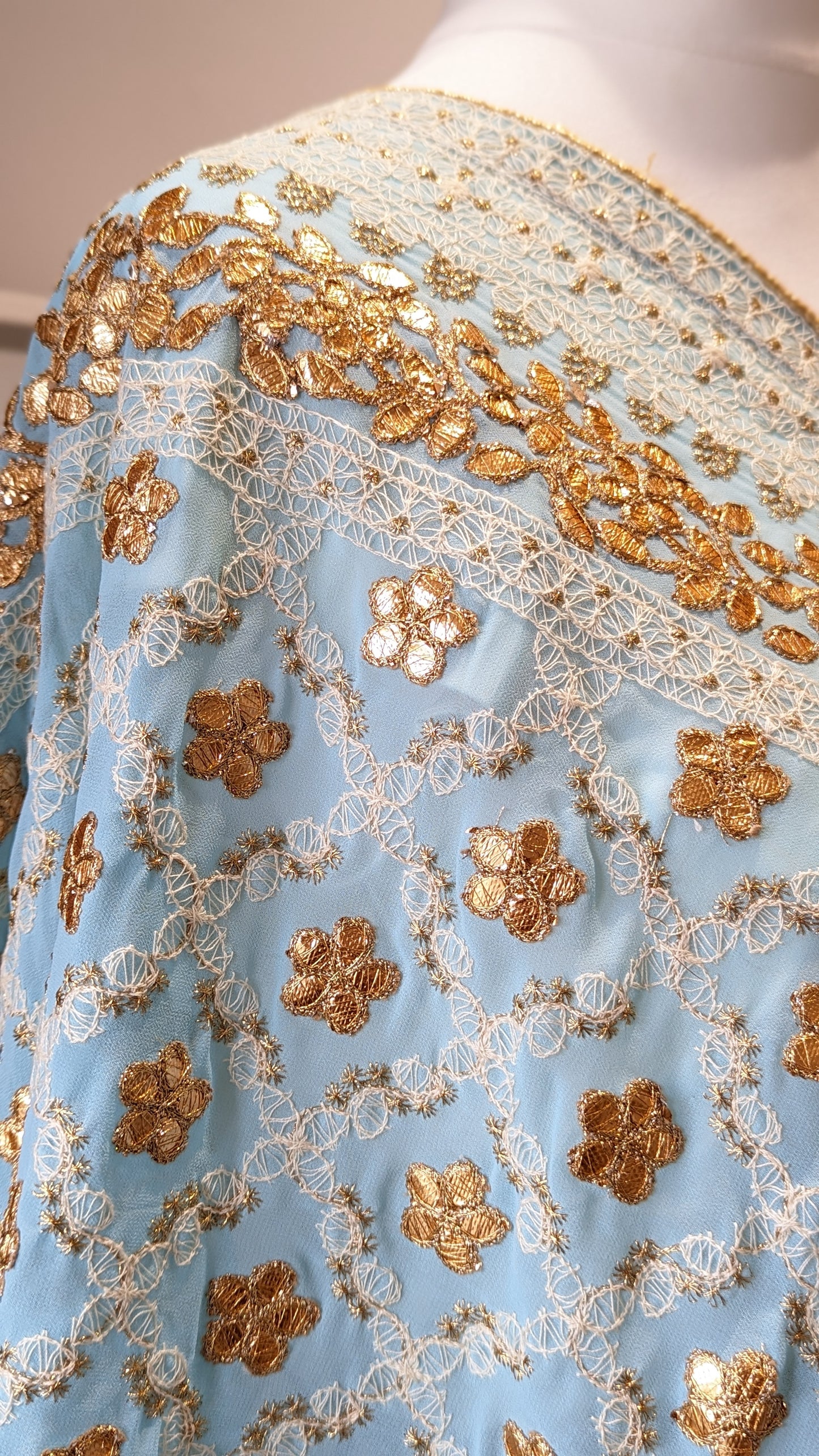 Chikankari Gota Pati Dupatta (Shawl) - Sky Blue