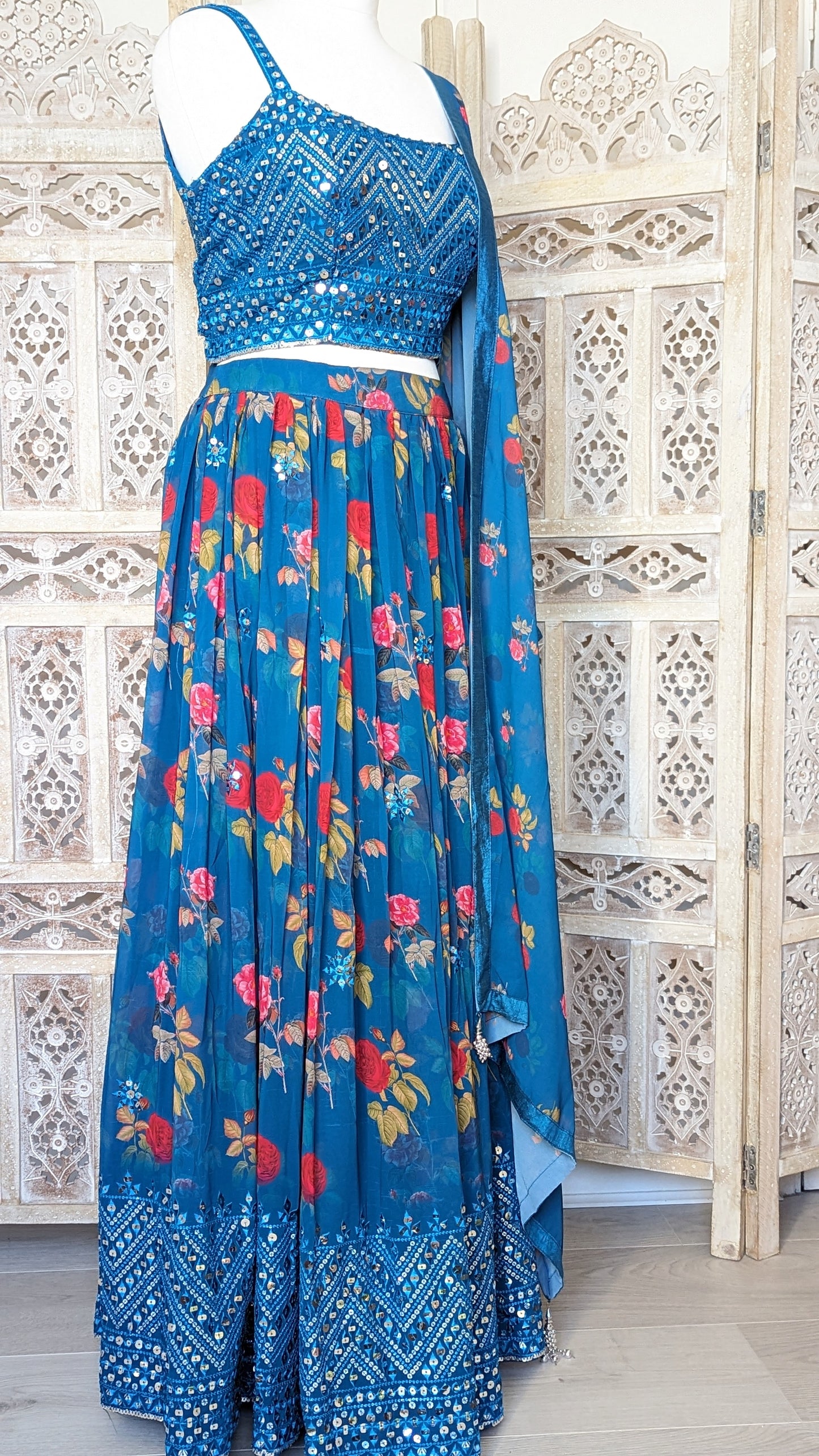 Blue Floral Lehenga (12-14)