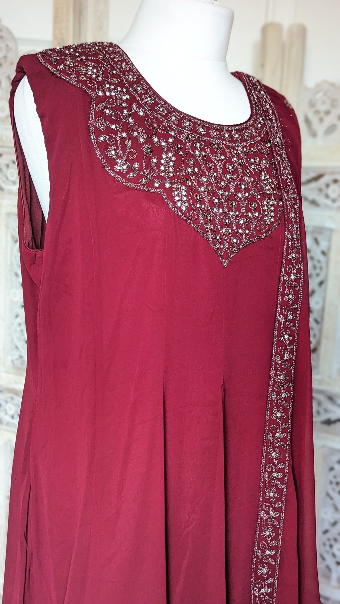 Burgundy & Silver Gown (14-16)