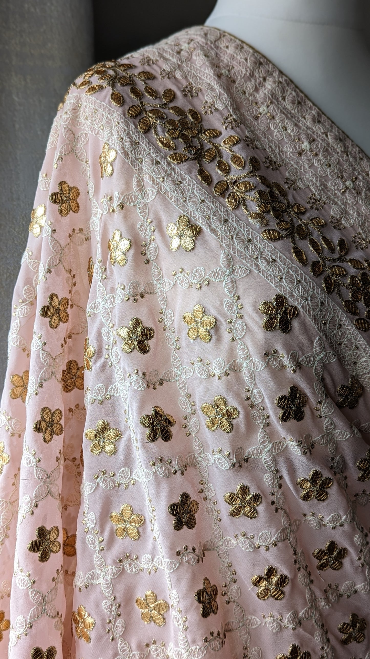 Chikankari Gota Pati Dupatta (Shawl) - Pink