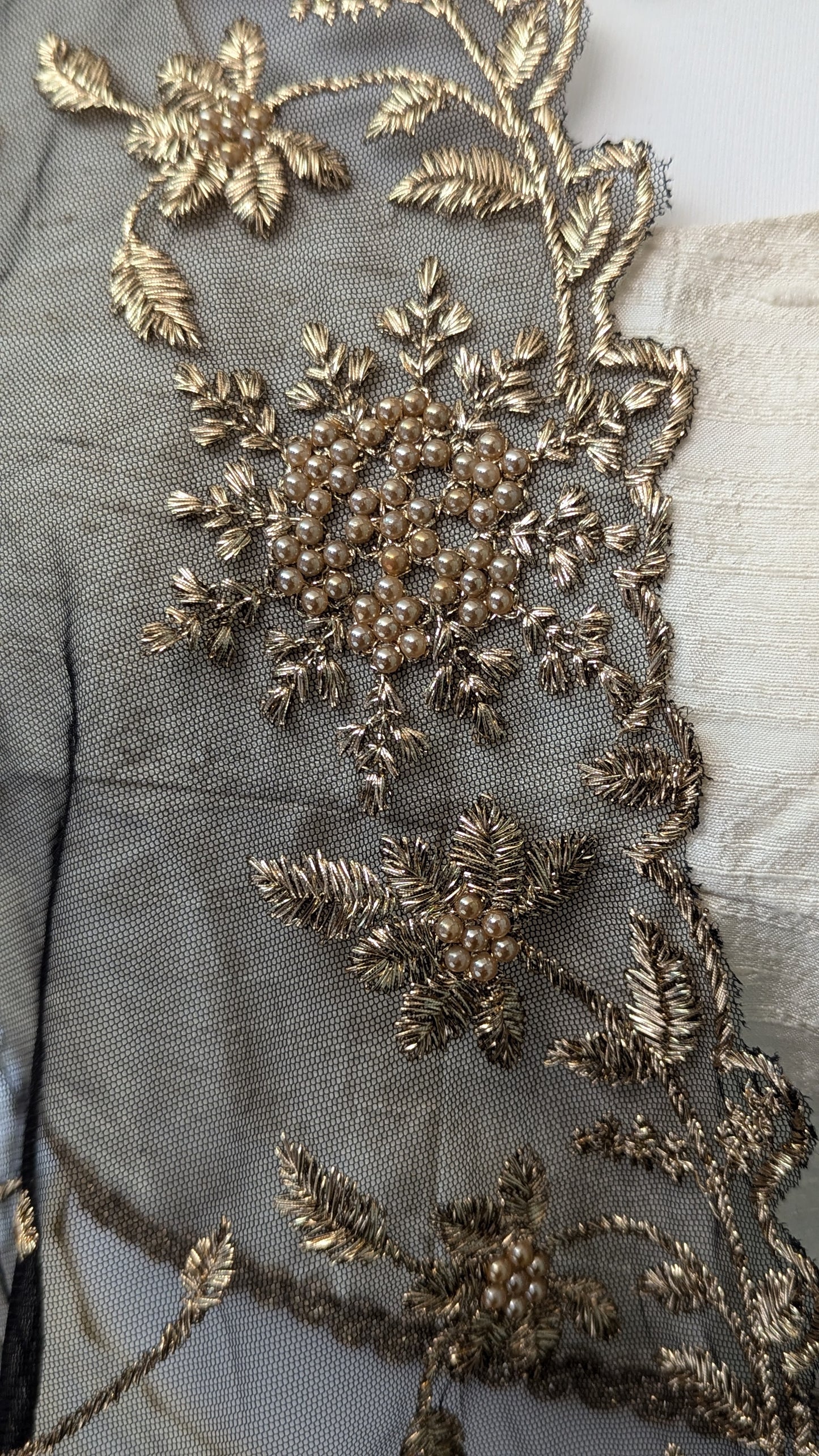 Black & Gold Organza Dupatta