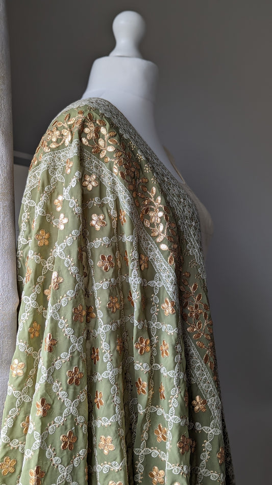 Chikankari Gota Pati Dupatta (Shawl) - Olive Green