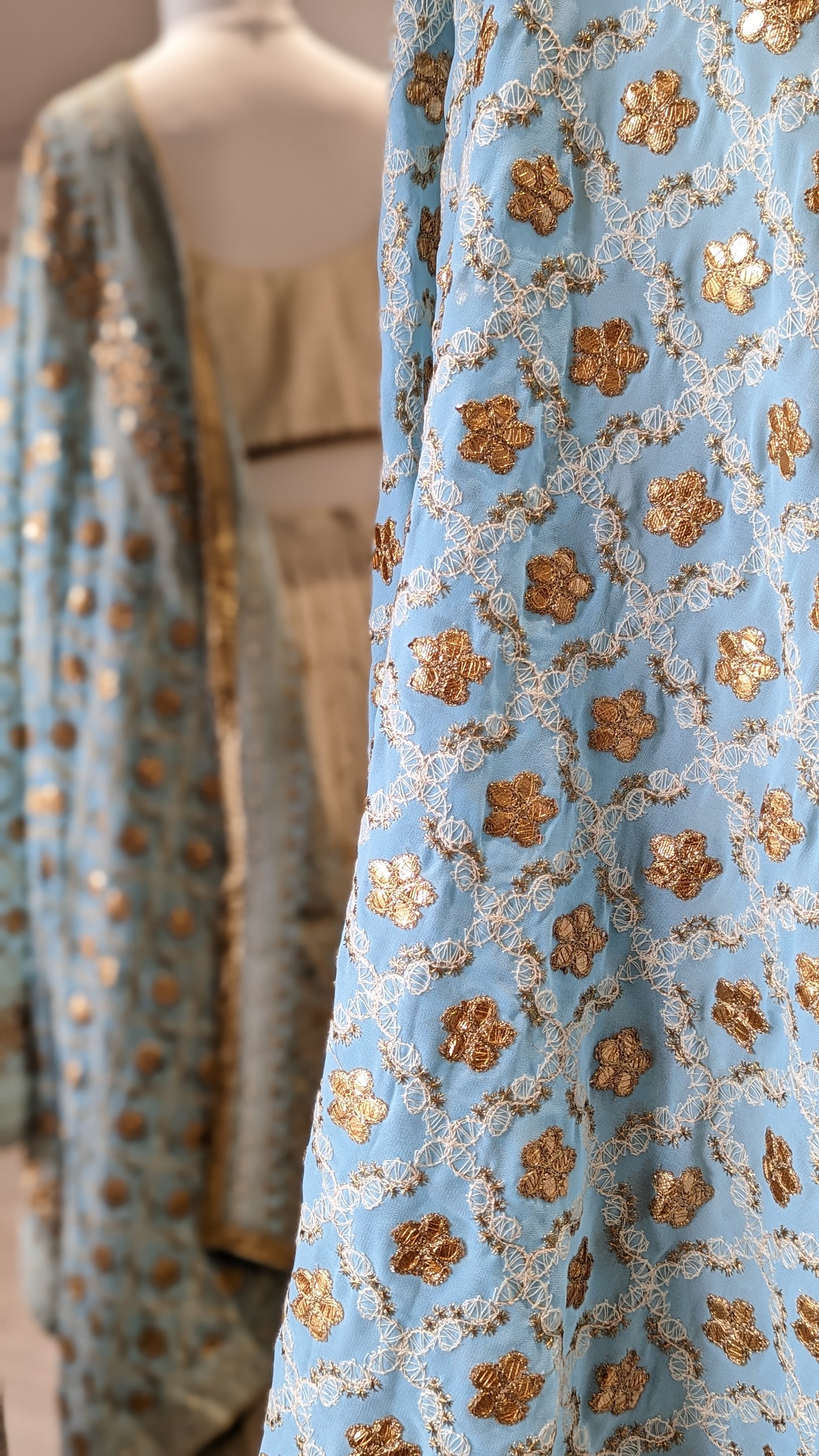 Chikankari Gota Pati Dupatta (Shawl) - Sky Blue