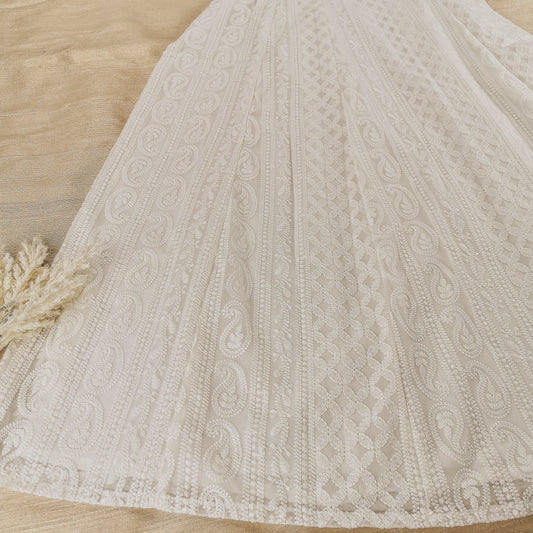 Cream Chikankari A-Line Kurti Sizes 8-22