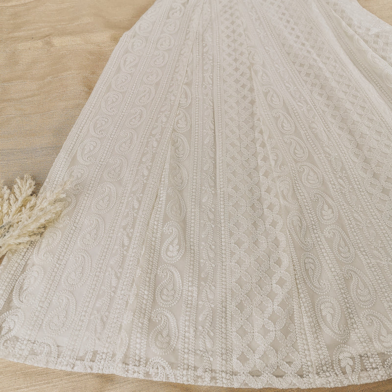 Cream Chikankari A-Line Kurti Sizes 8-22