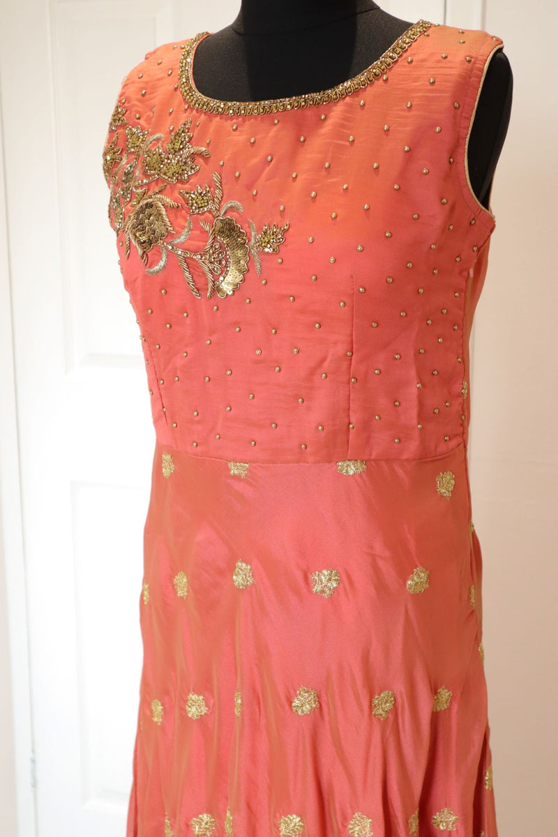Dark Peach Soft Silk Gown Size 10-12 (bust 40")
