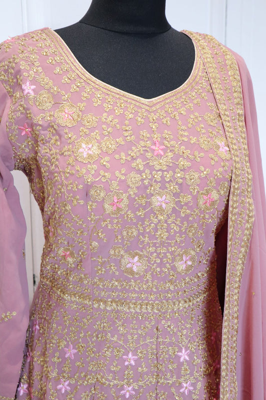 Mauve and Gold Floral Gown (8-10)