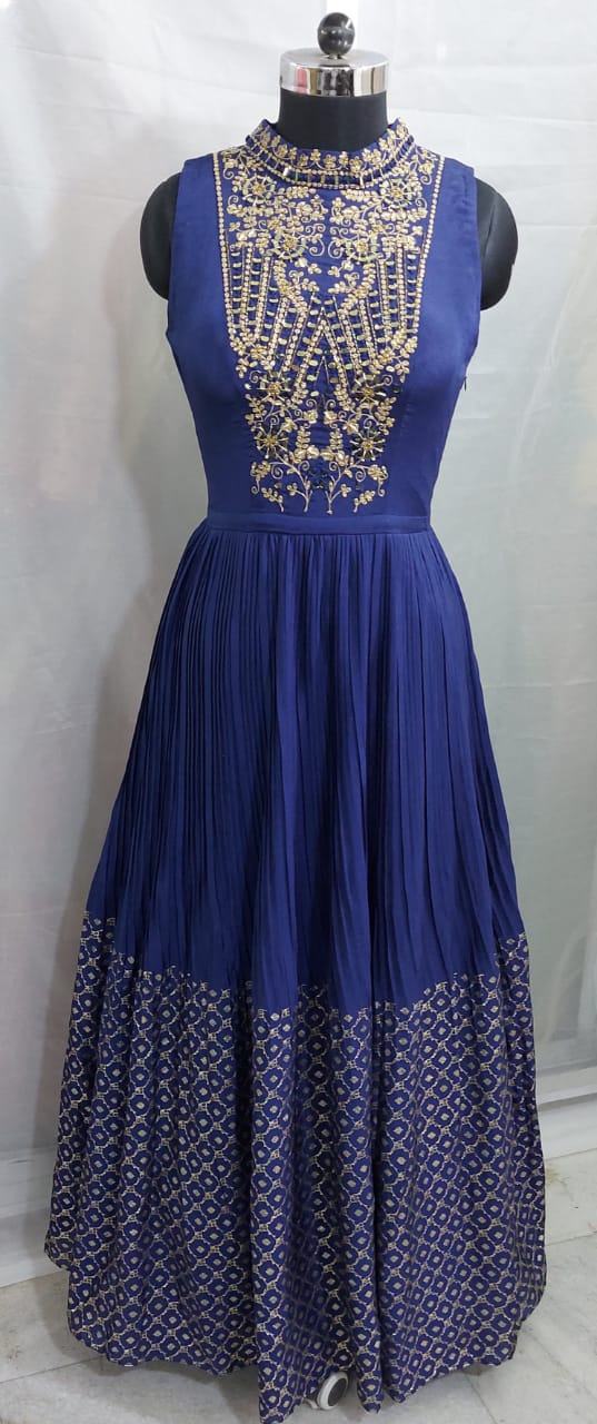 Navy High Neck Gown (10-12)