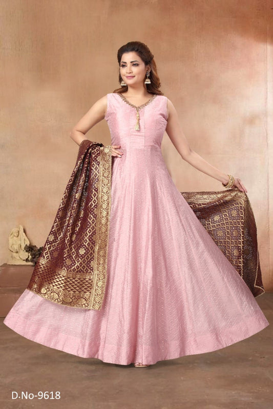Dusty Lilac Anarkali with Burgundy Shawl (multiple sizes available)