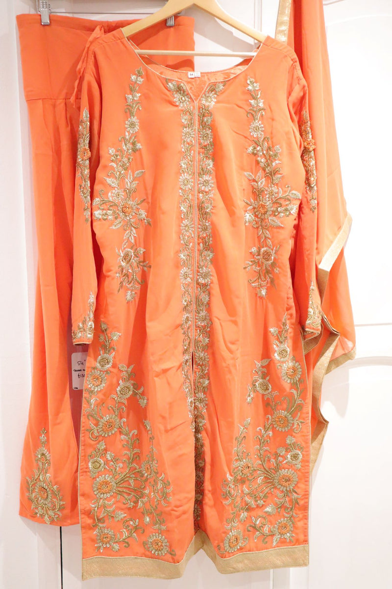 Coral Salwar Suit Set. Size 24-26 (bust 54")