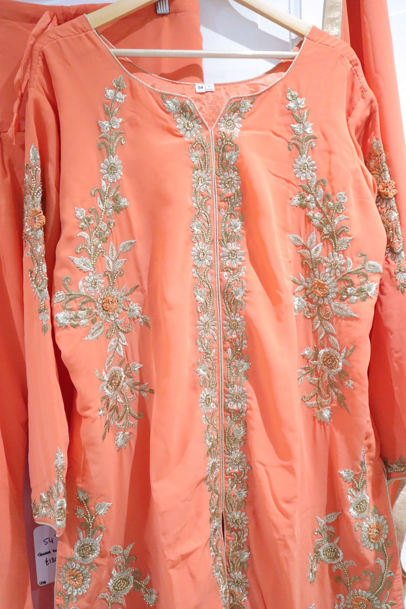 Coral Salwar Suit Set. Size 24-26 (bust 54")