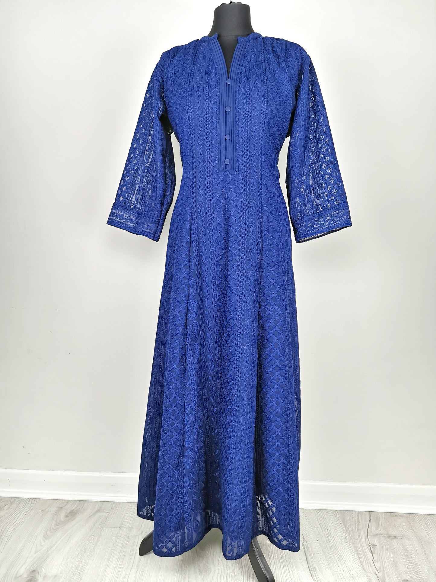 Navy Chikankari A-Line Kurti Sizes 8-22