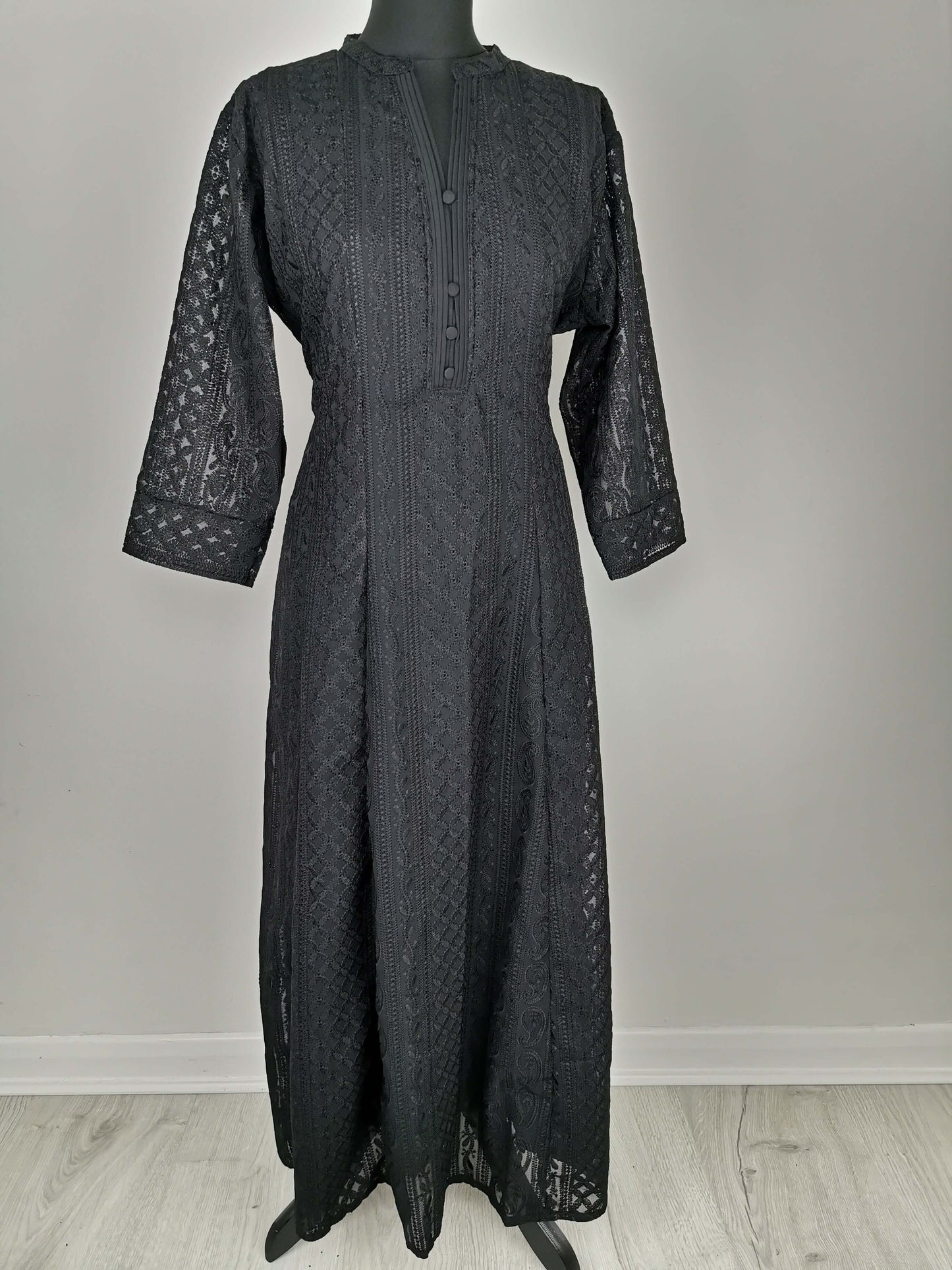 Black Chikankari A-Line Kurti Sizes 8-22