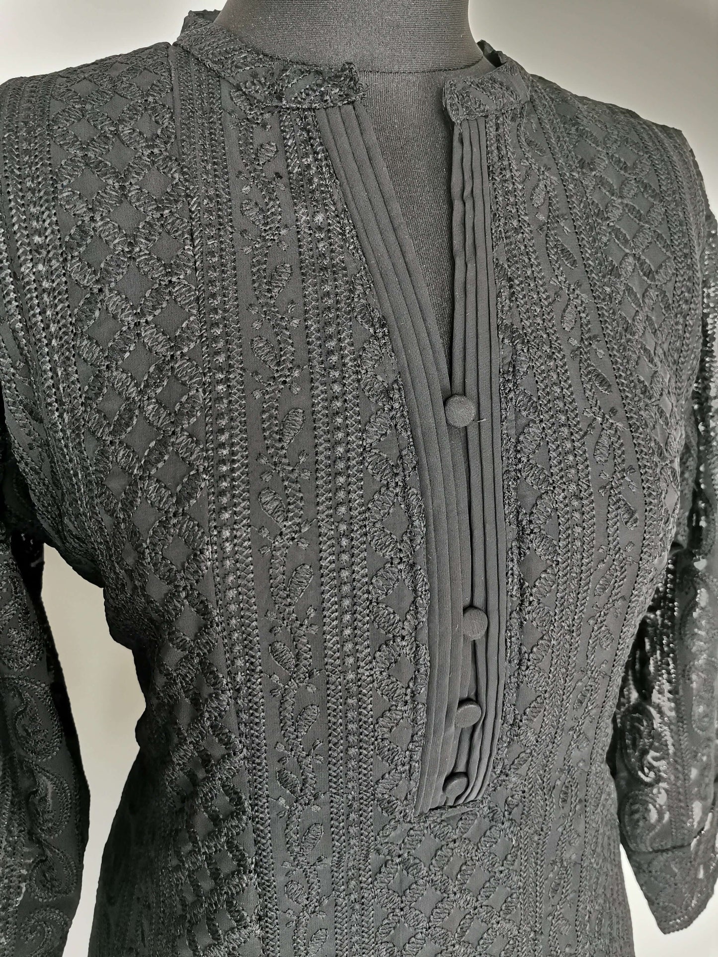 Black Chikankari A-Line Kurti Sizes 8-22