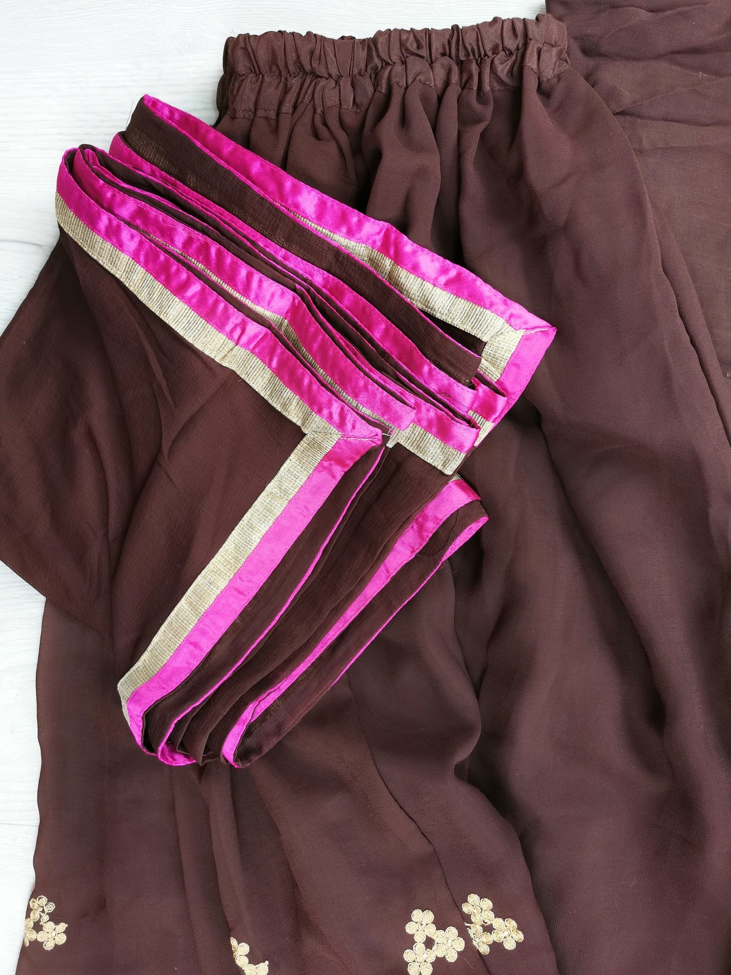 Embroidered Palazzo Pant Suit Semi Stitched