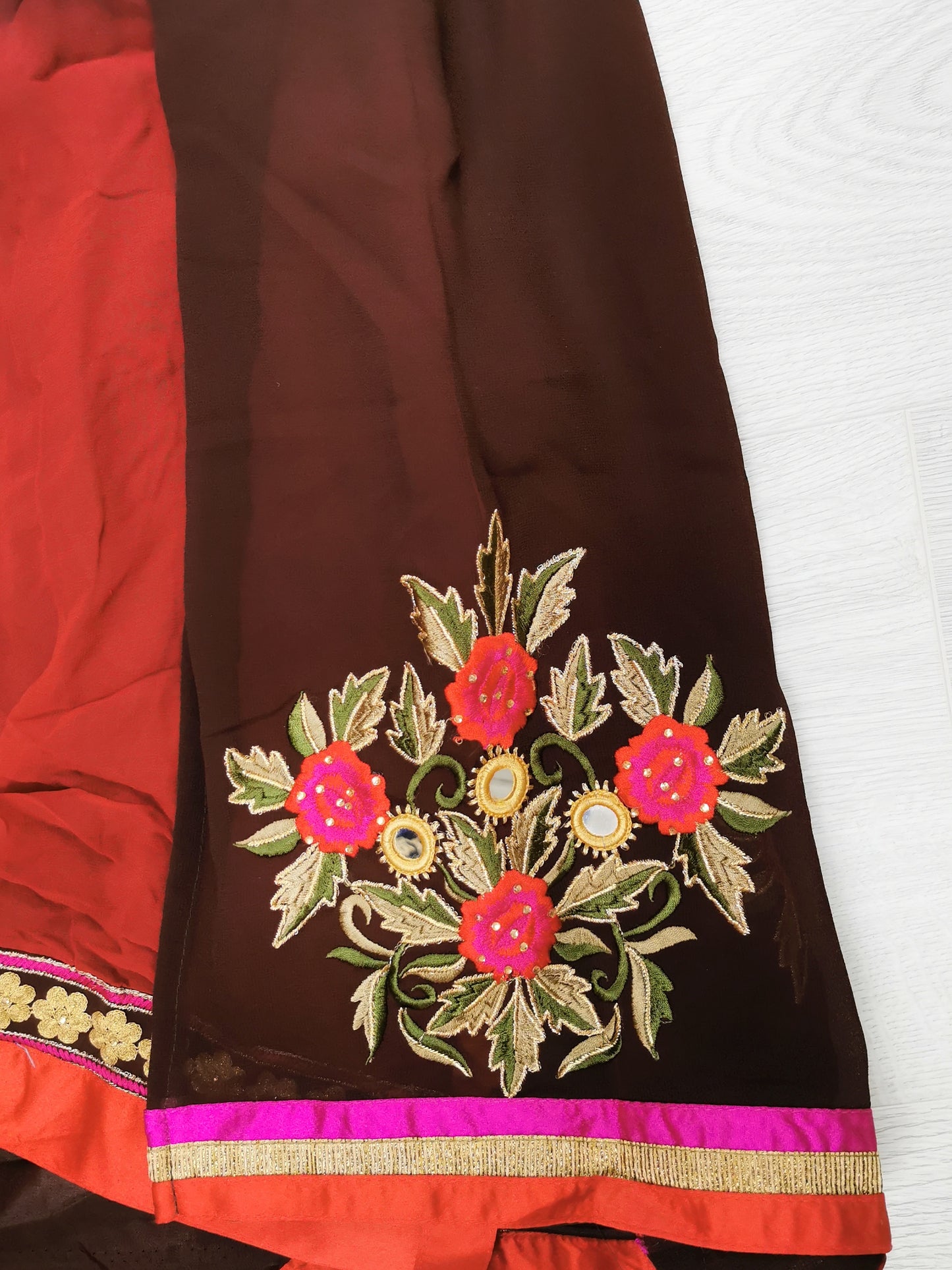 Embroidered Palazzo Pant Suit Semi Stitched