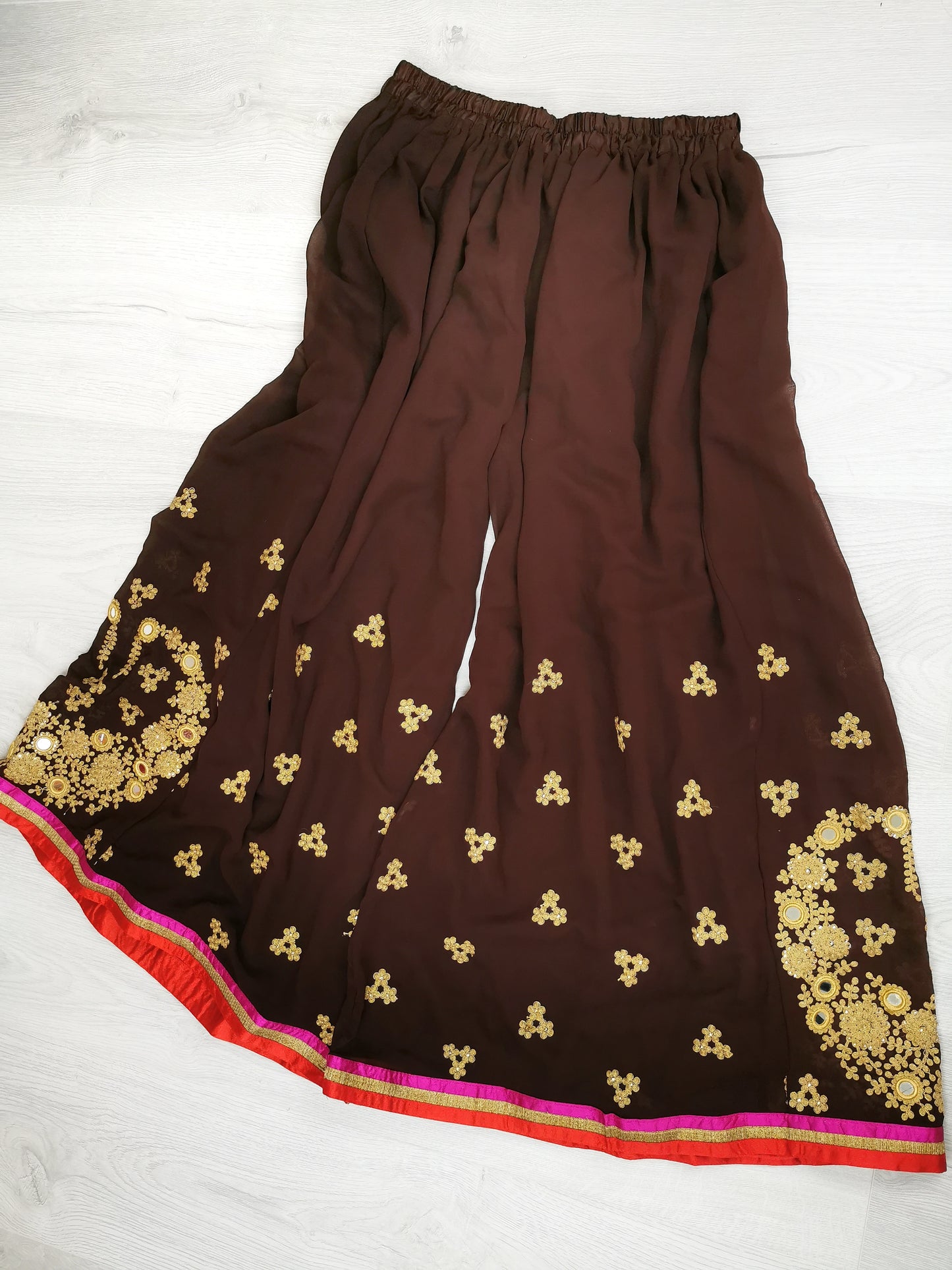 Embroidered Palazzo Pant Suit Semi Stitched