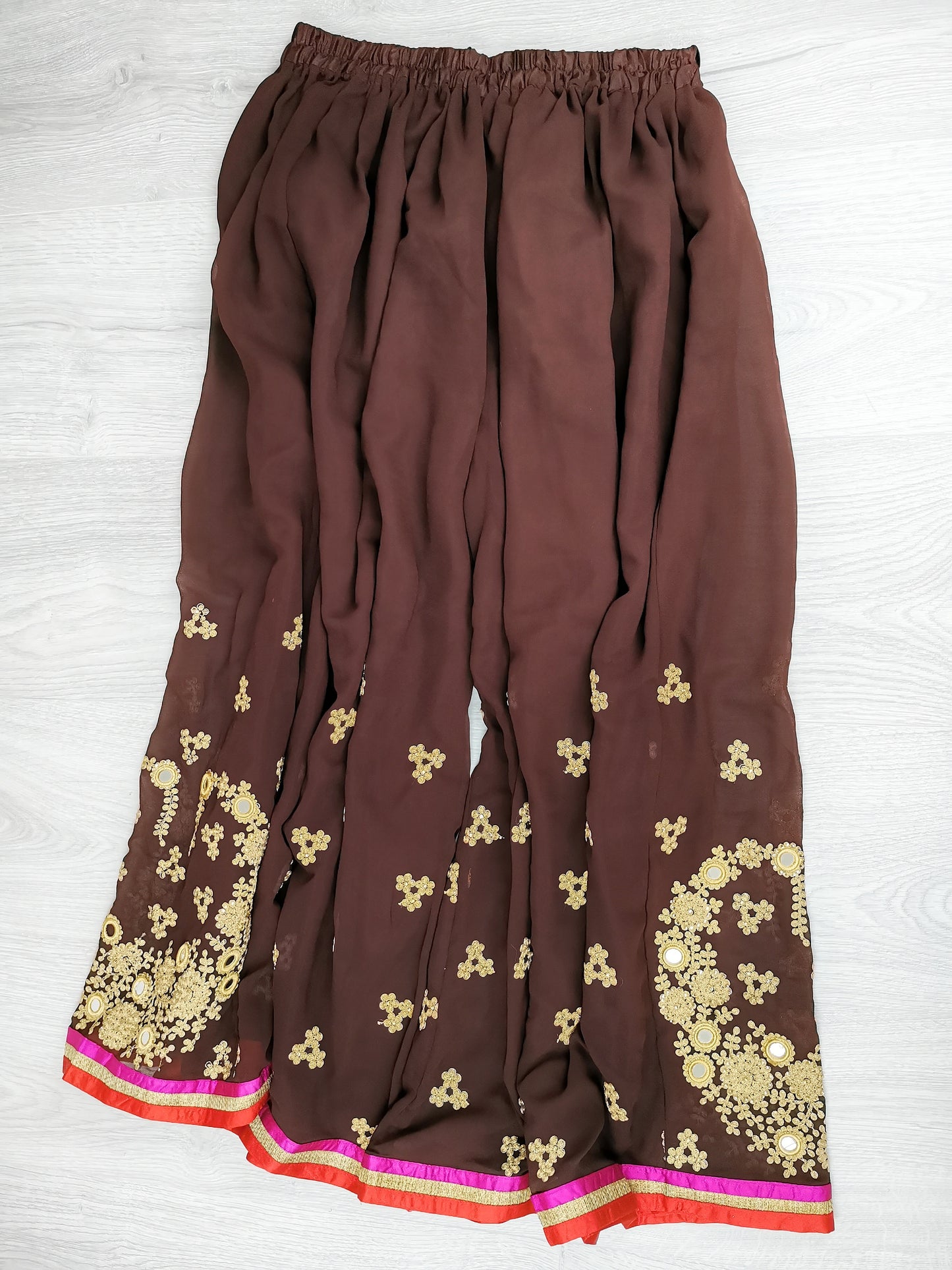Embroidered Palazzo Pant Suit Semi Stitched