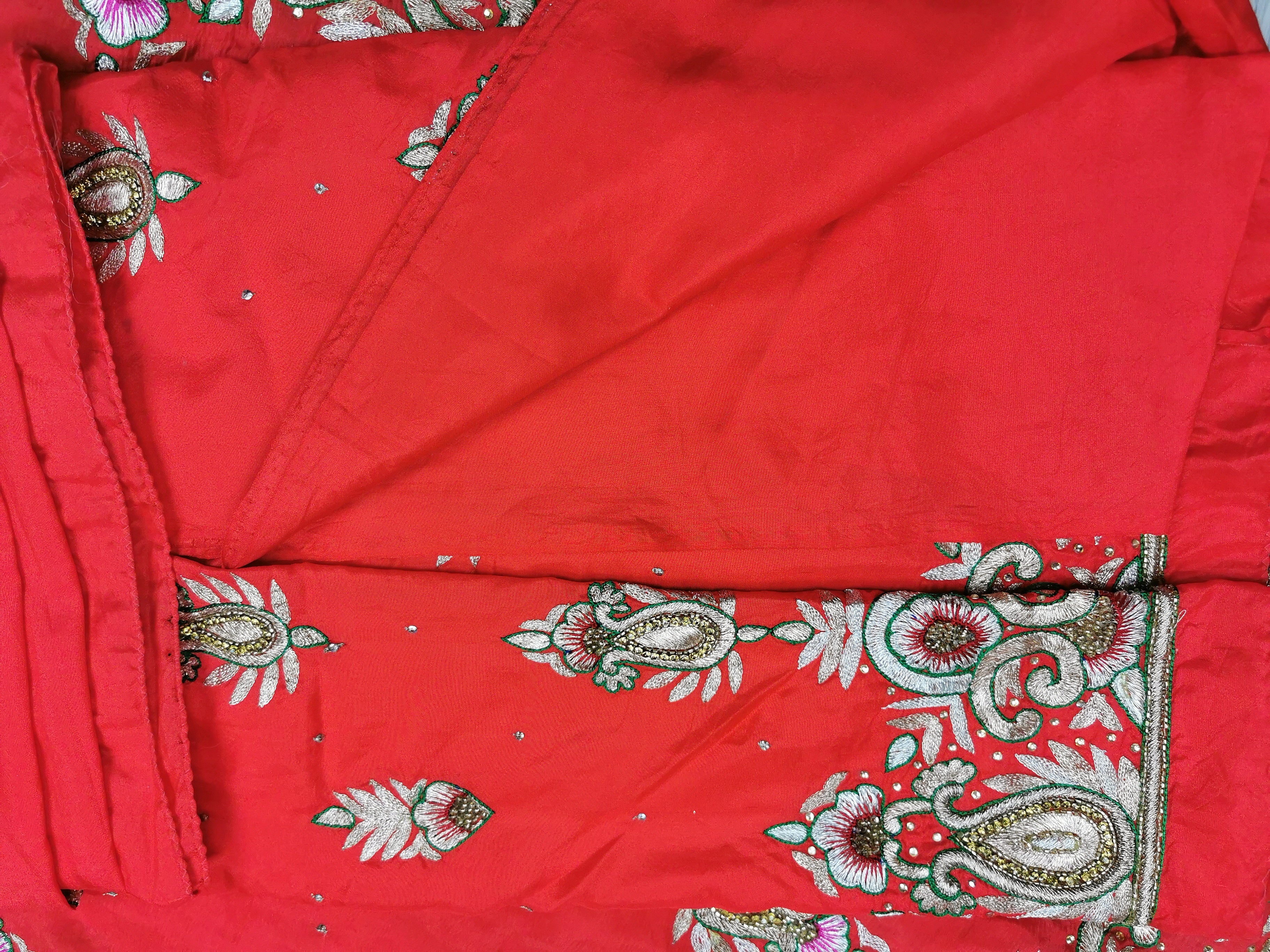 Diva Crepe Silk Red Unstitched Suit