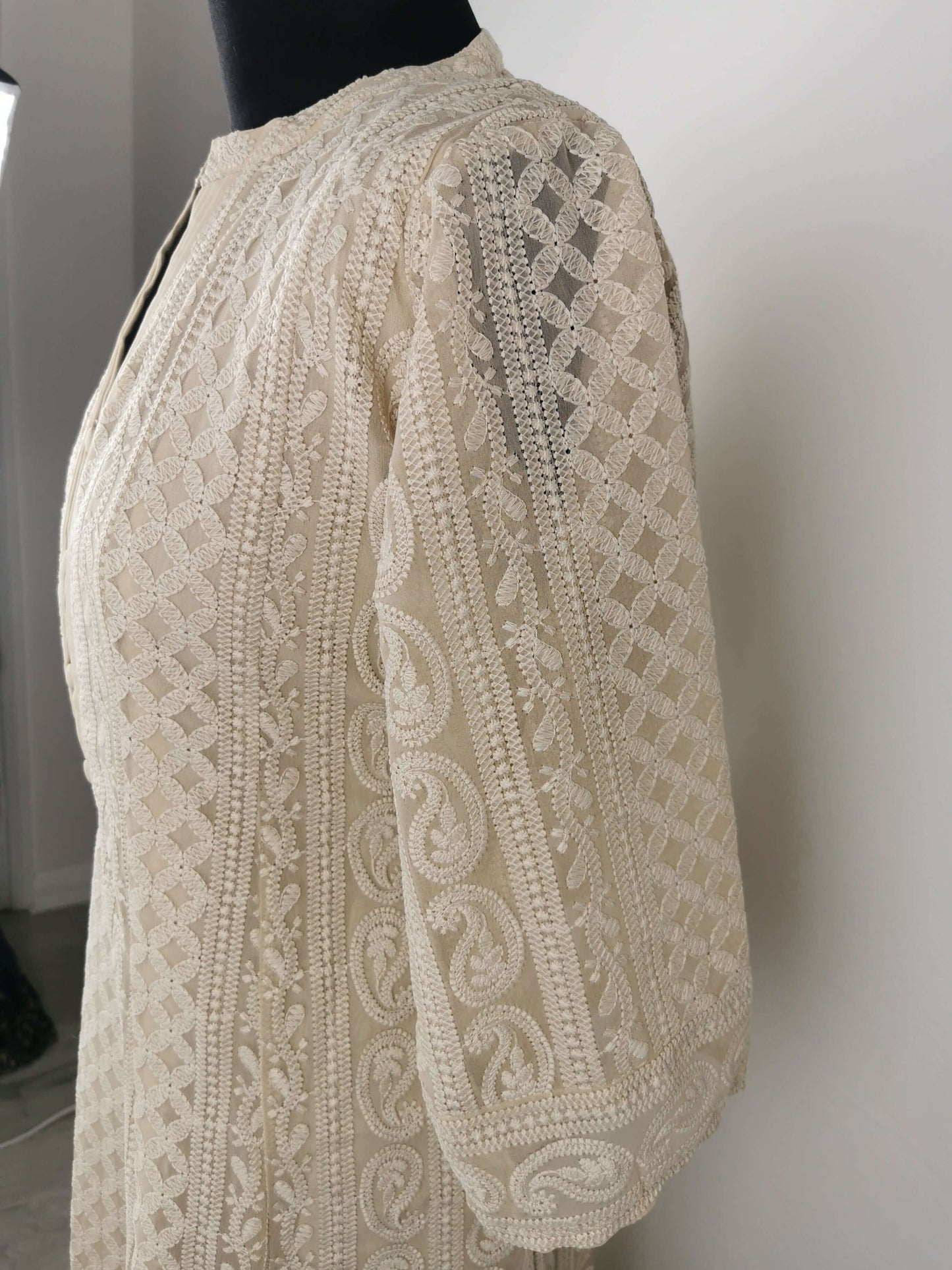 Beige Chikankari A-Line Kurti Sizes 8-22