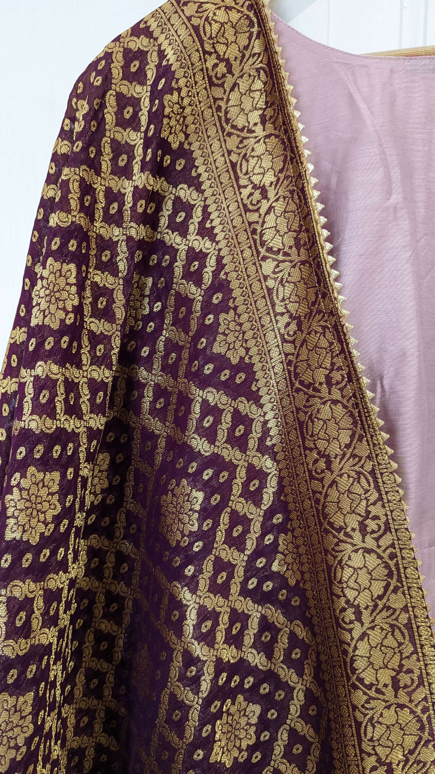 Dusty Lilac Anarkali with Burgundy Shawl (multiple sizes available)