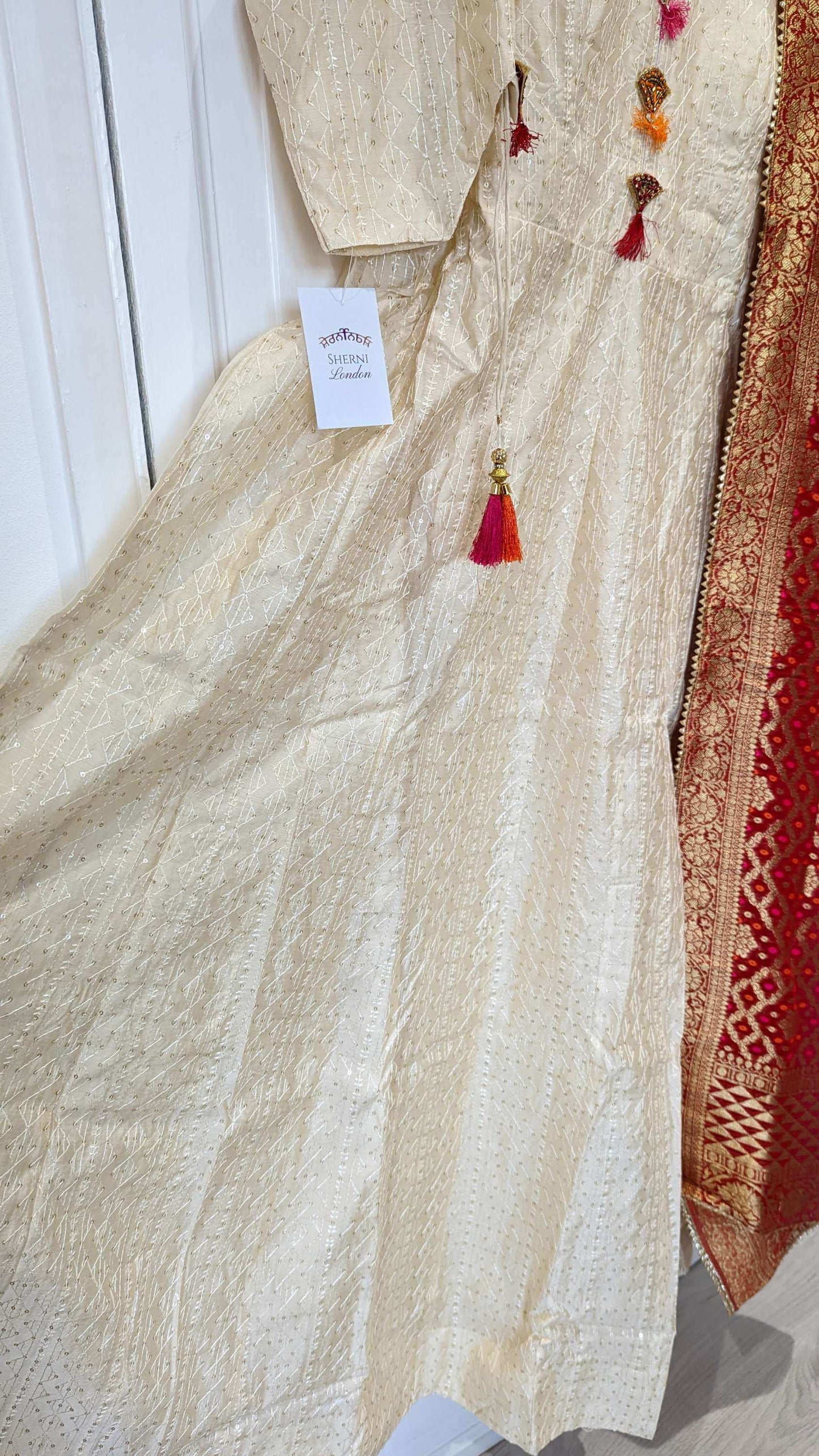 Anarkali with Multicoloured Benarsi Shawl (multiple sizes available)