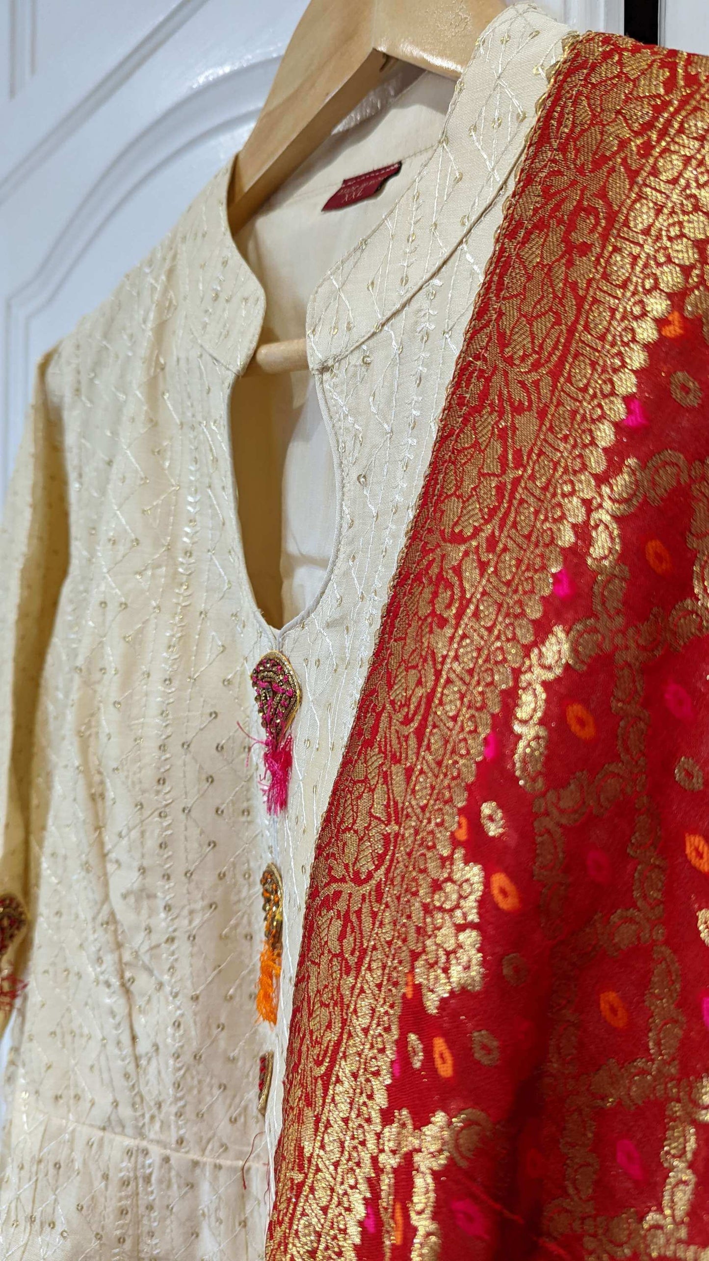 Anarkali with Multicoloured Benarsi Shawl (multiple sizes available)