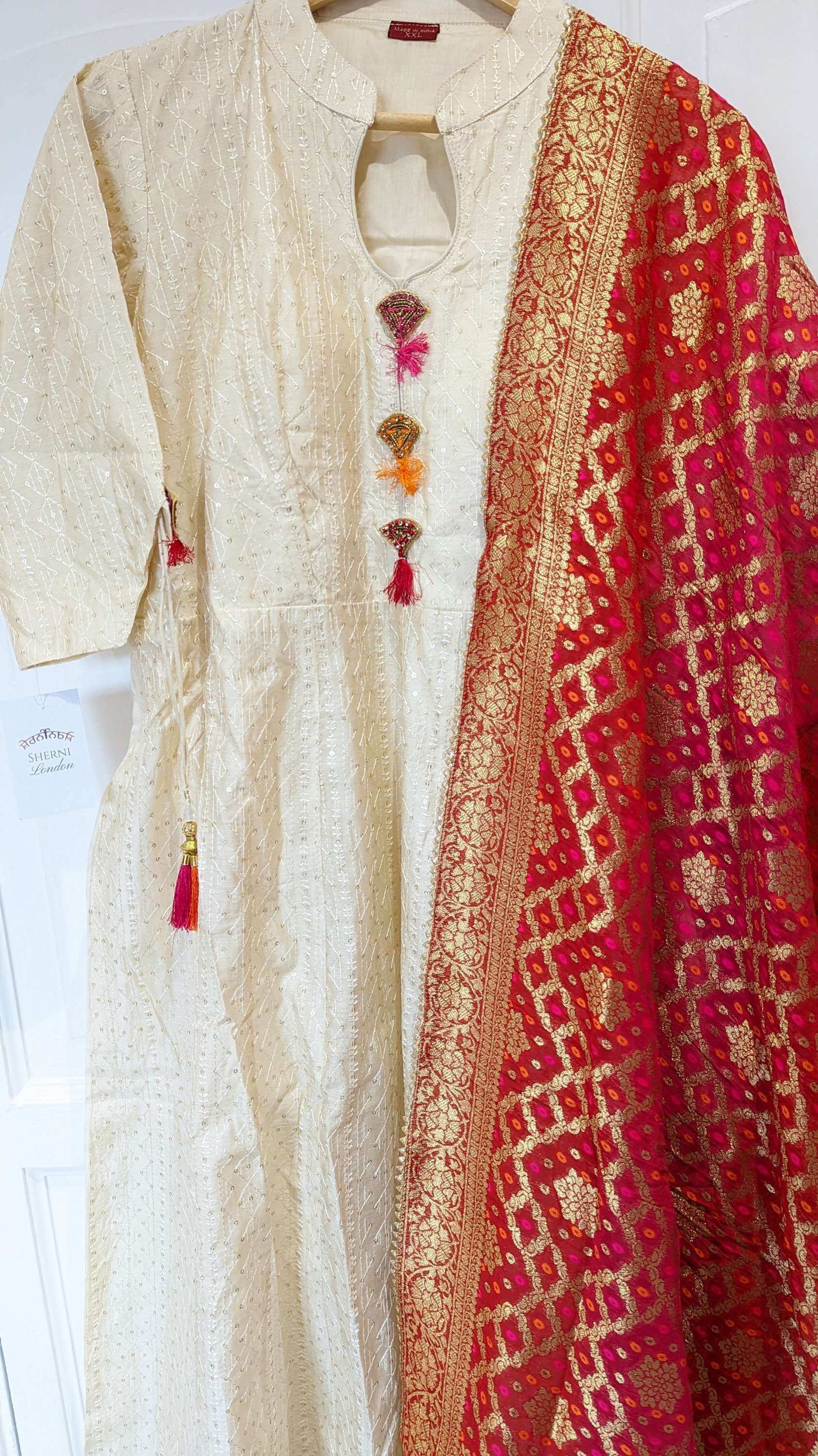 Anarkali with Multicoloured Benarsi Shawl (multiple sizes available)