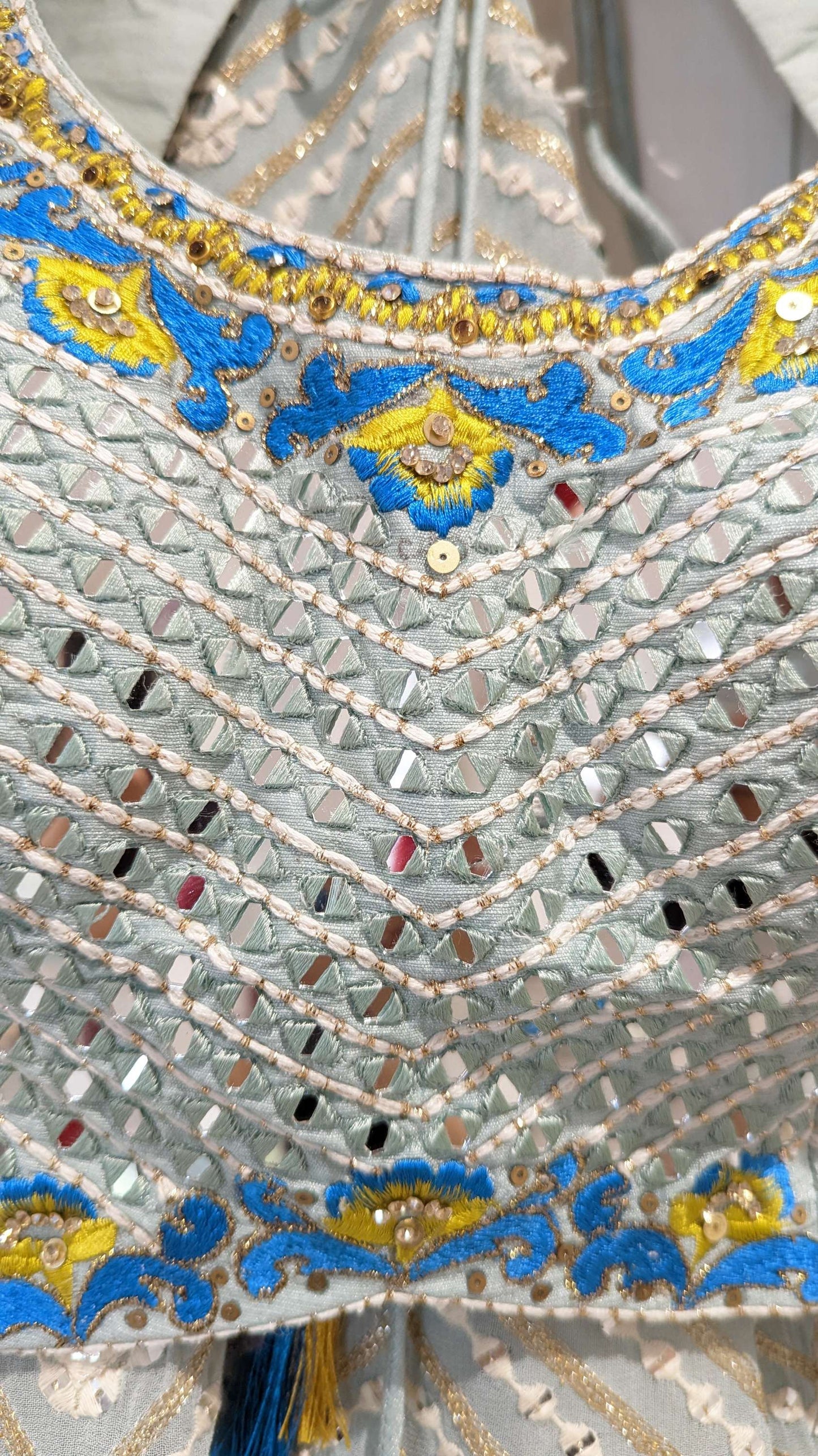 Powder Blue Chevron Designer Lehenga (12-14)