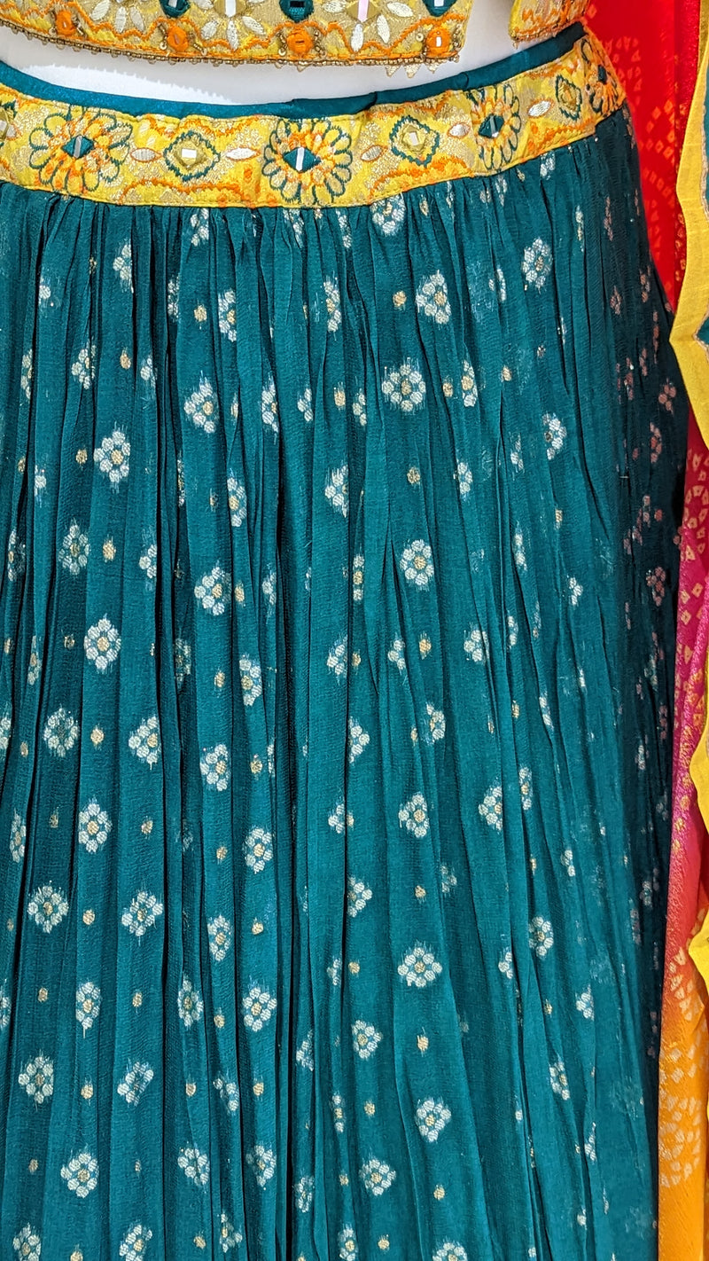 Bright Bandhani Lehenga 10-12 (bust 40")