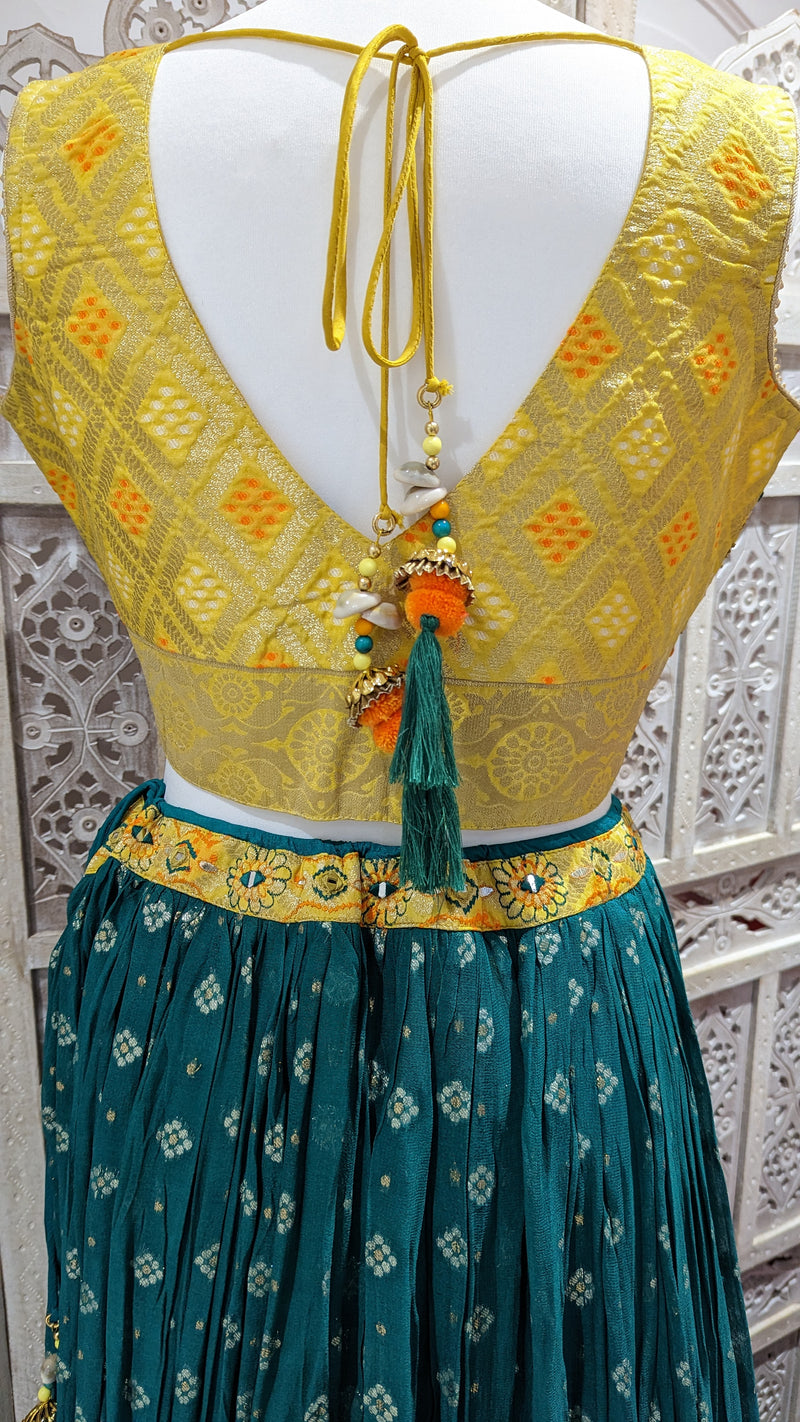 Bright Bandhani Lehenga 10-12 (bust 40")