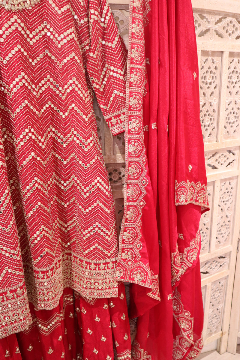 Rani Pink Gharara Suit Set Size 16-18 (bust 46”)