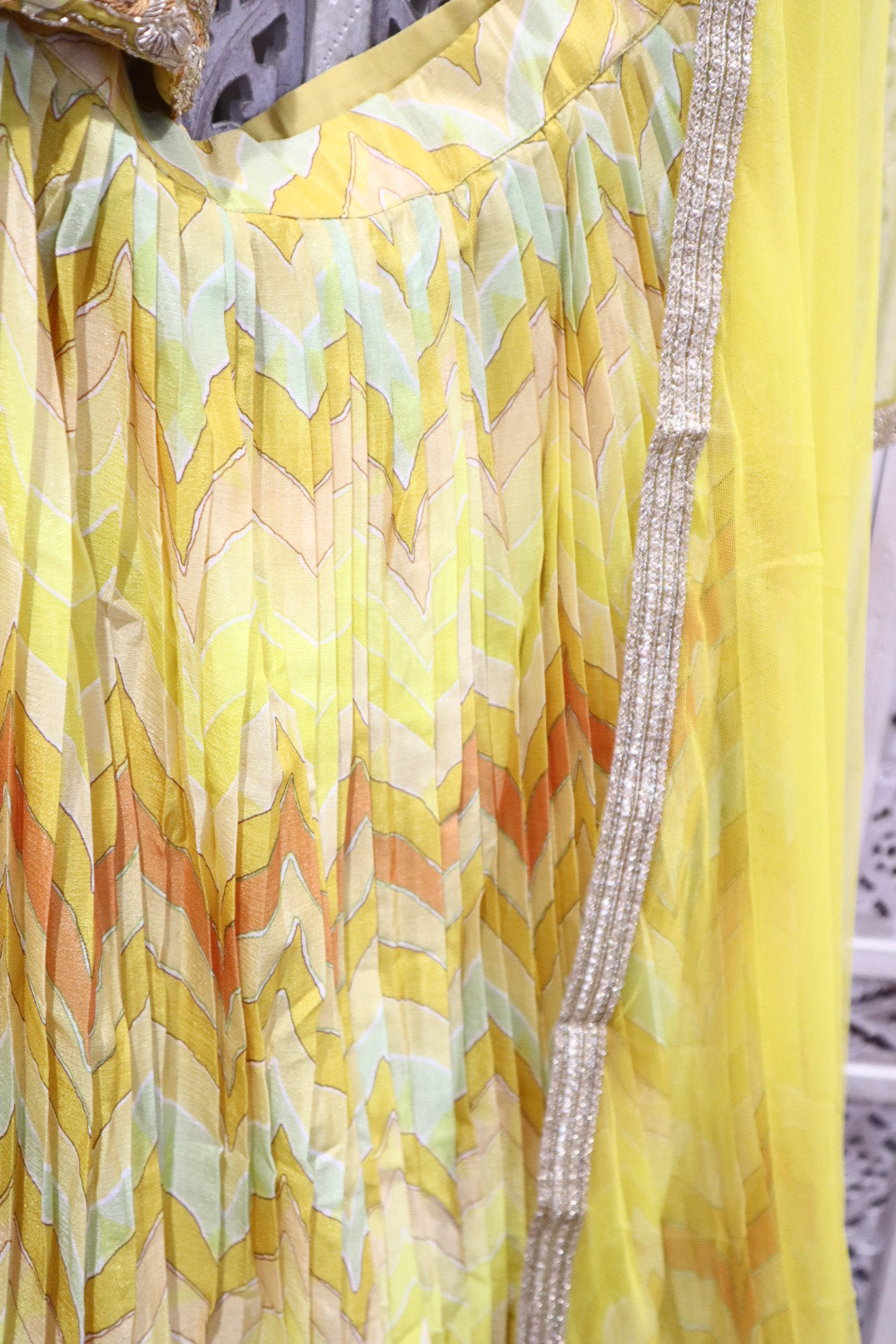 Yellow Wave Print Lehenga (16-18)