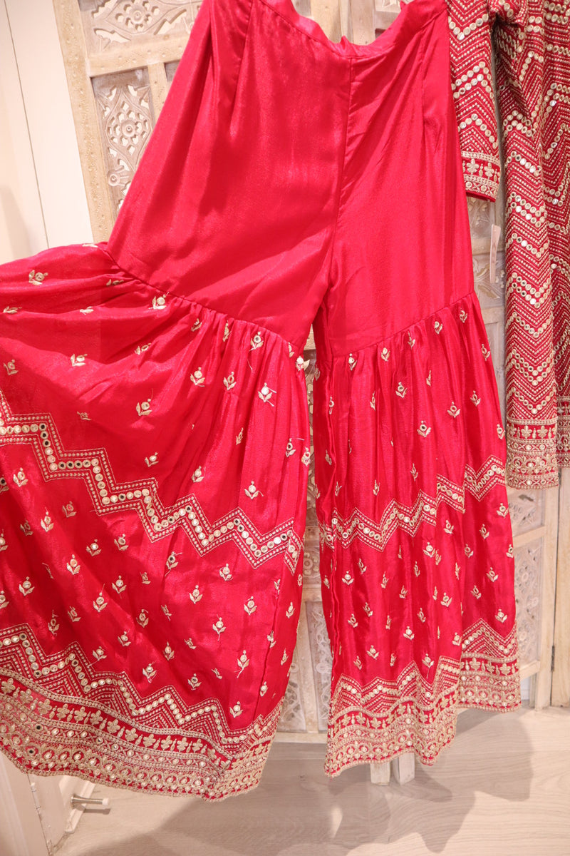 Rani Pink Gharara Suit Set Size 16-18 (bust 46”)
